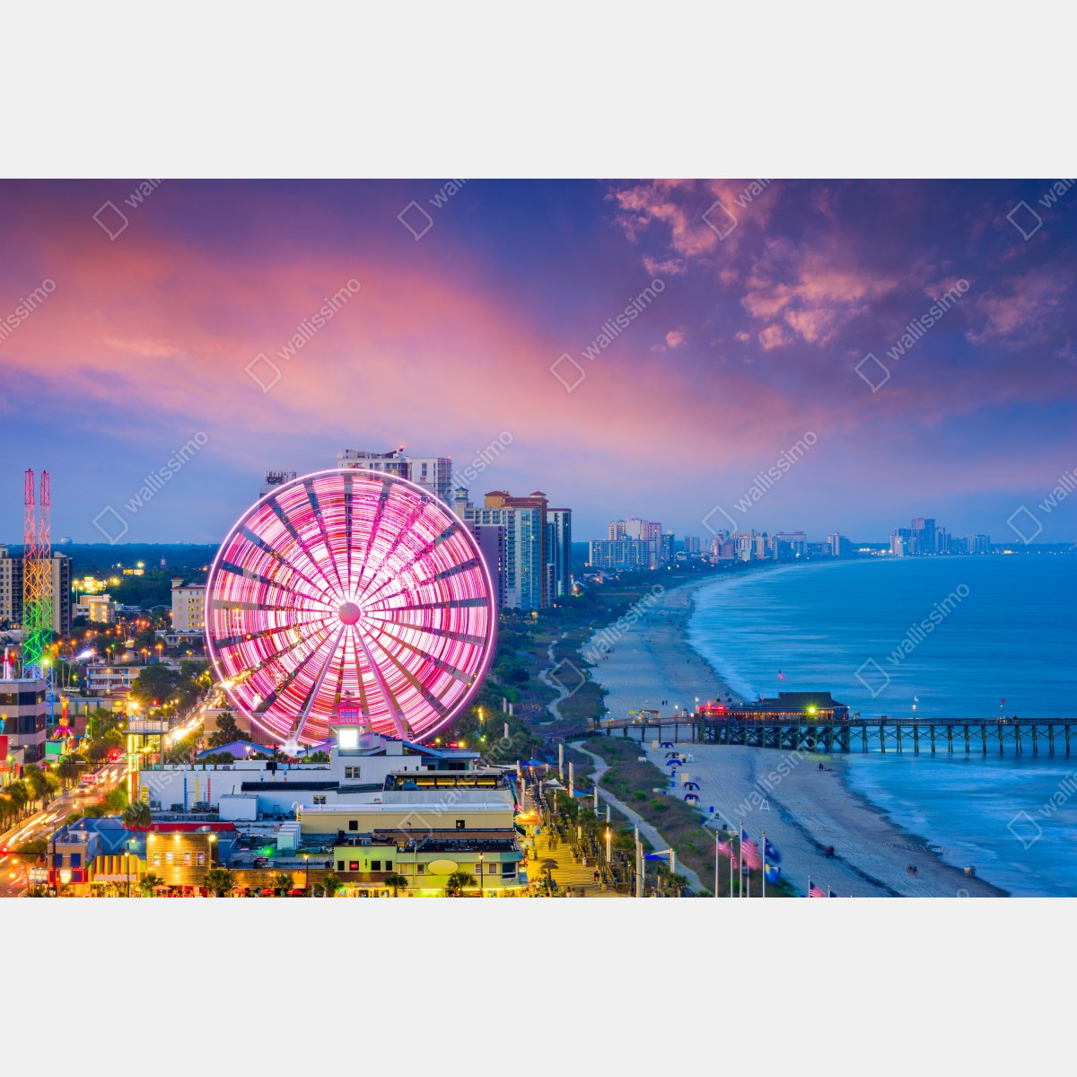 Leinwandbild Myrtle Beach sonnenuntergang skyline mit riesenrad – Wallnifity® Leinwandbild Myrtle Beach sonnenuntergang skyline mit riesenrad – Wallnifity®