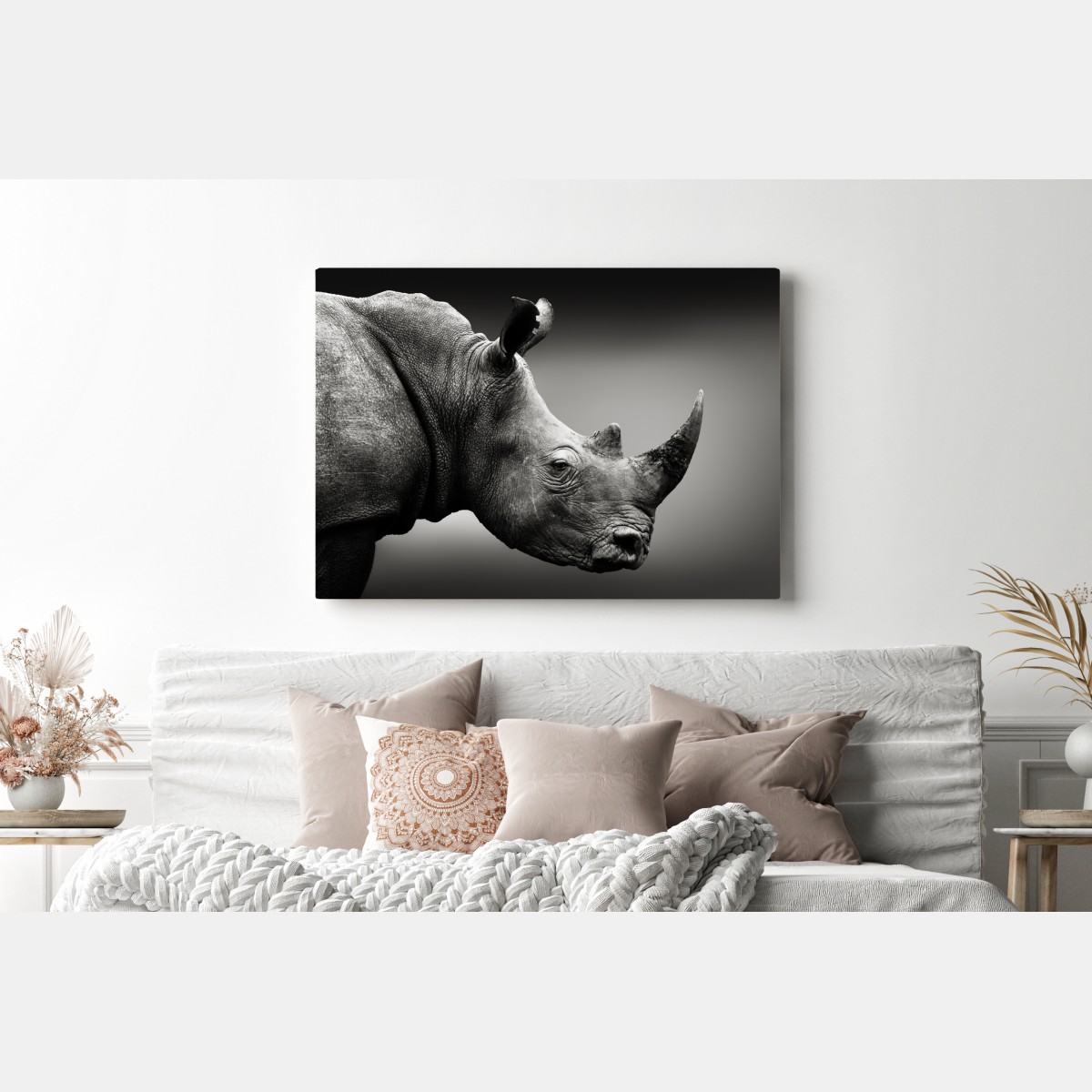 Leinwandbild majestätisches nashornporträt – Wallnifity® Leinwandbild majestätisches nashornporträt – Wallnifity®