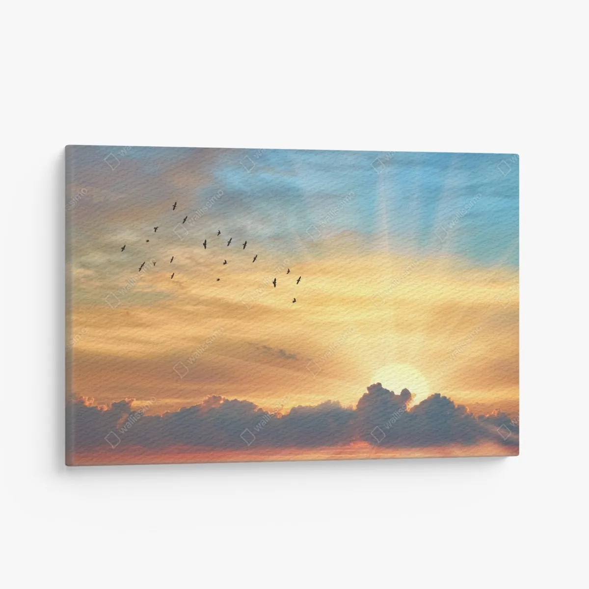 Leinwandbild goldener sonnenaufgang über den wolken – Wallnifity® Leinwandbild goldener sonnenaufgang über den wolken – Wallnifity®