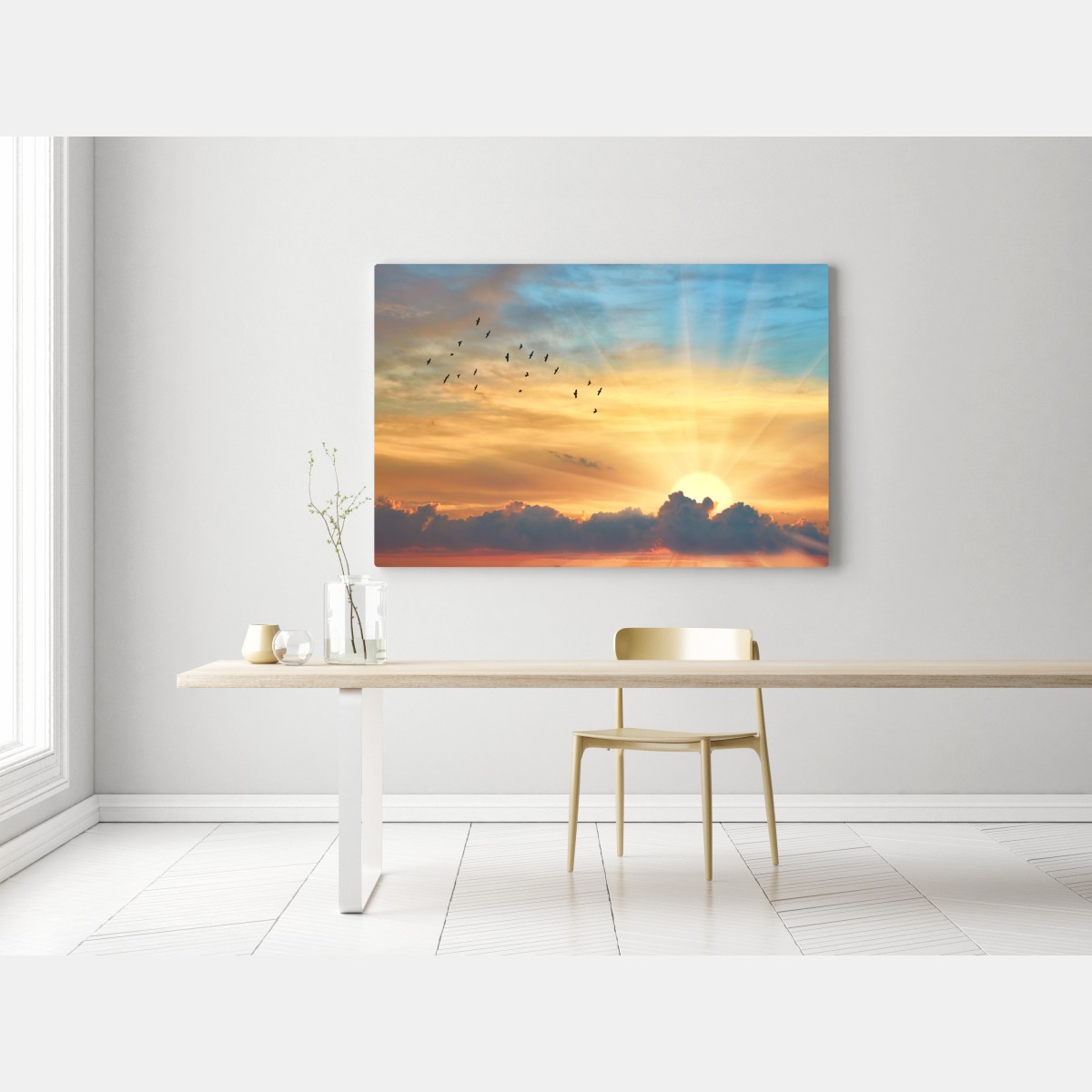 Leinwandbild goldener sonnenaufgang über den wolken – Wallnifity® Leinwandbild goldener sonnenaufgang über den wolken – Wallnifity®