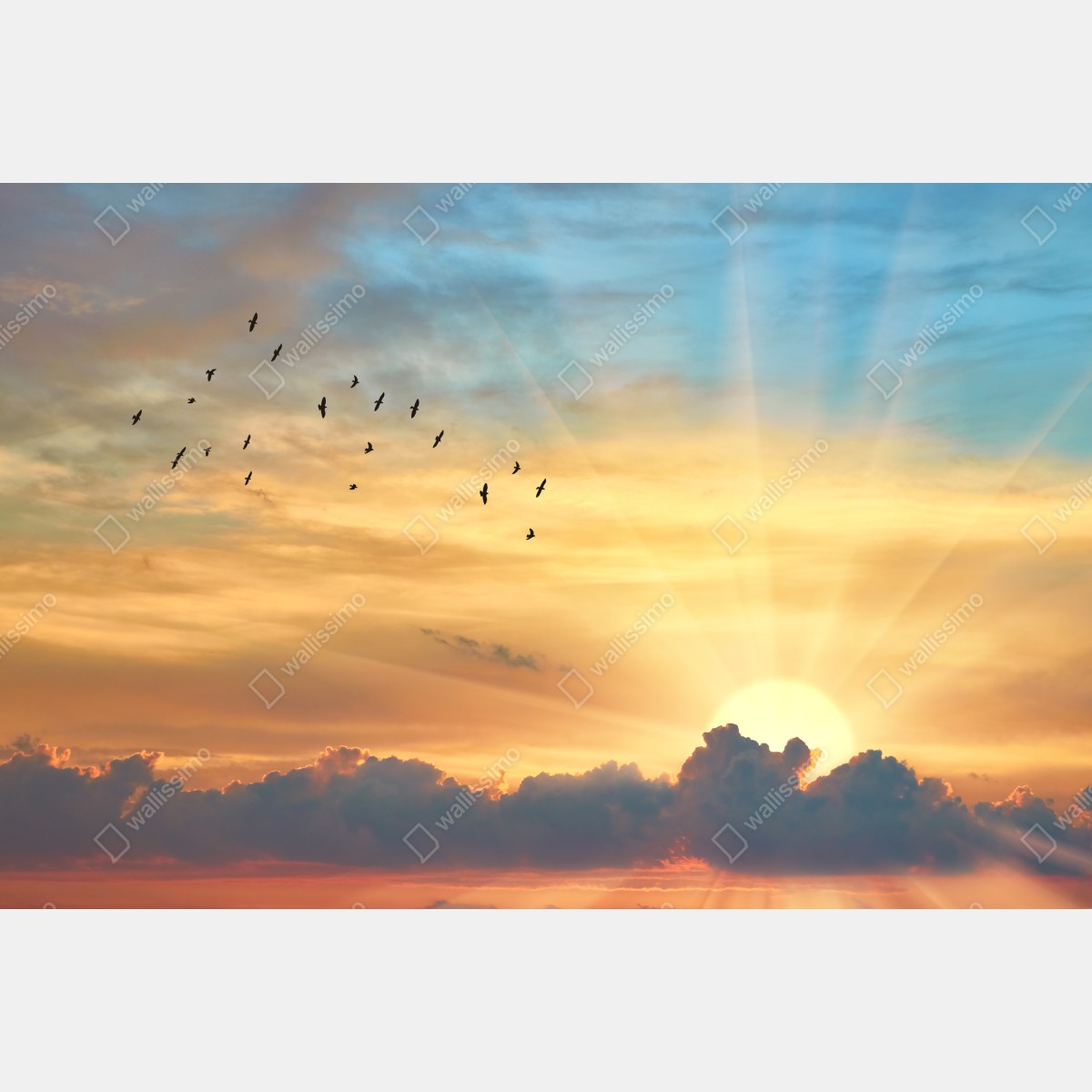Leinwandbild goldener sonnenaufgang über den wolken – Wallnifity® Leinwandbild goldener sonnenaufgang über den wolken – Wallnifity®