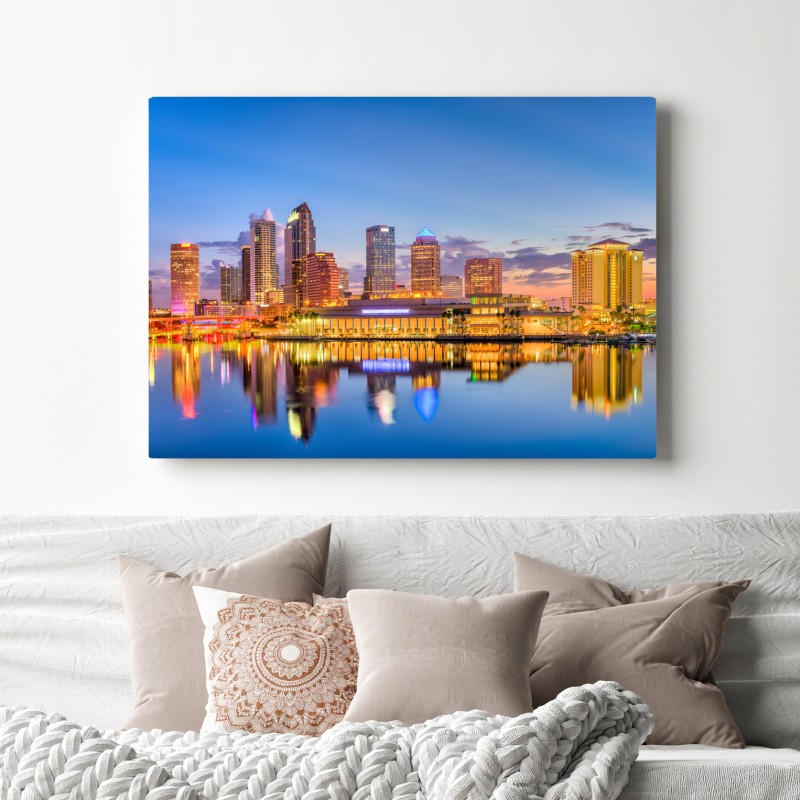 Leinwandbild Tampa skyline bei dämmerung – Wallnifity® Leinwandbild Tampa skyline bei dämmerung – Wallnifity®