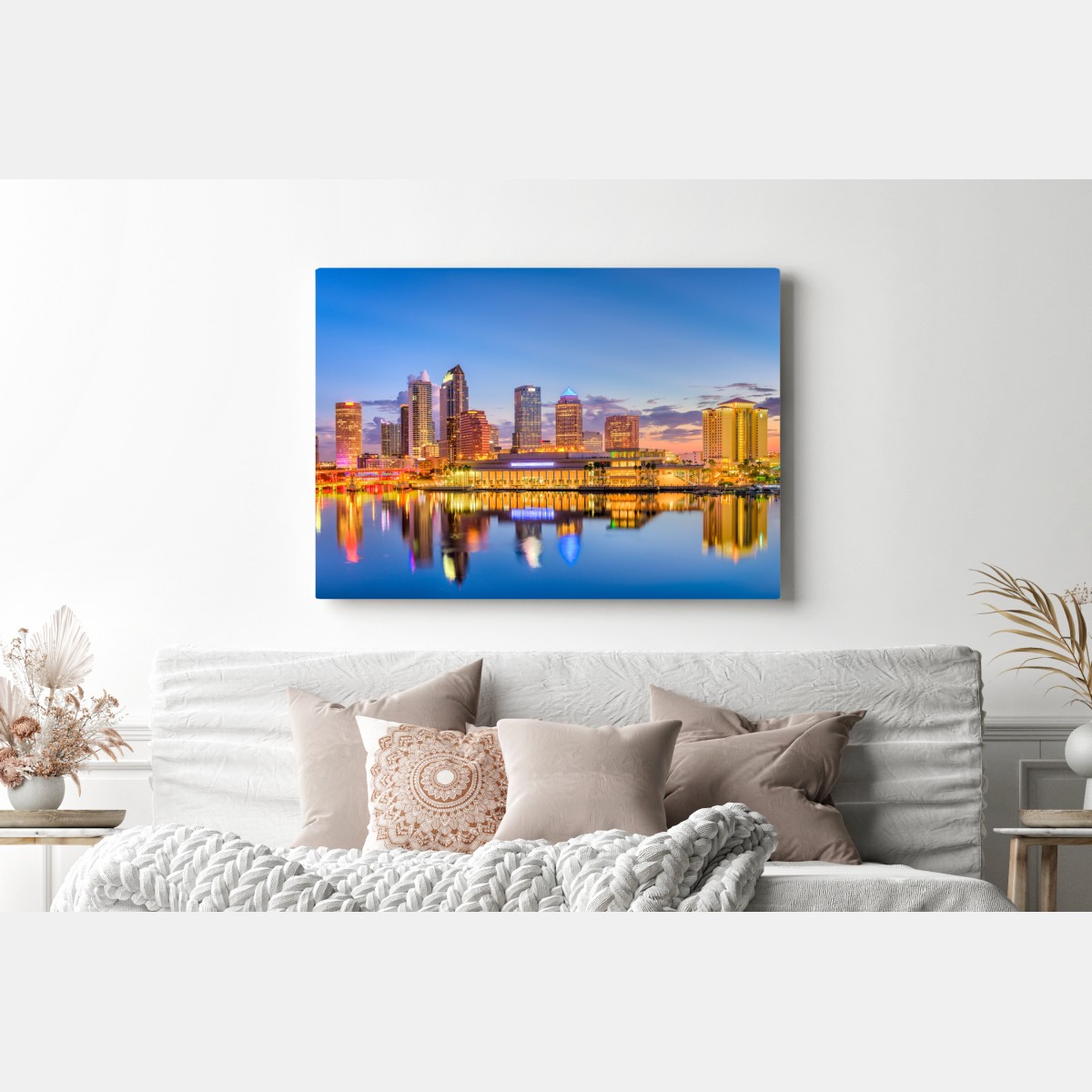 Leinwandbild Tampa skyline bei dämmerung – Wallnifity® Leinwandbild Tampa skyline bei dämmerung – Wallnifity®