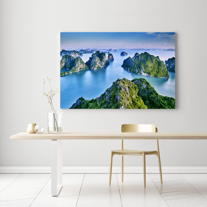 Leinwandbild Halong-Bucht panorama der kalksteininseln – Wallnifity® Leinwandbild Halong-Bucht panorama der kalksteininseln – Wallnifity®