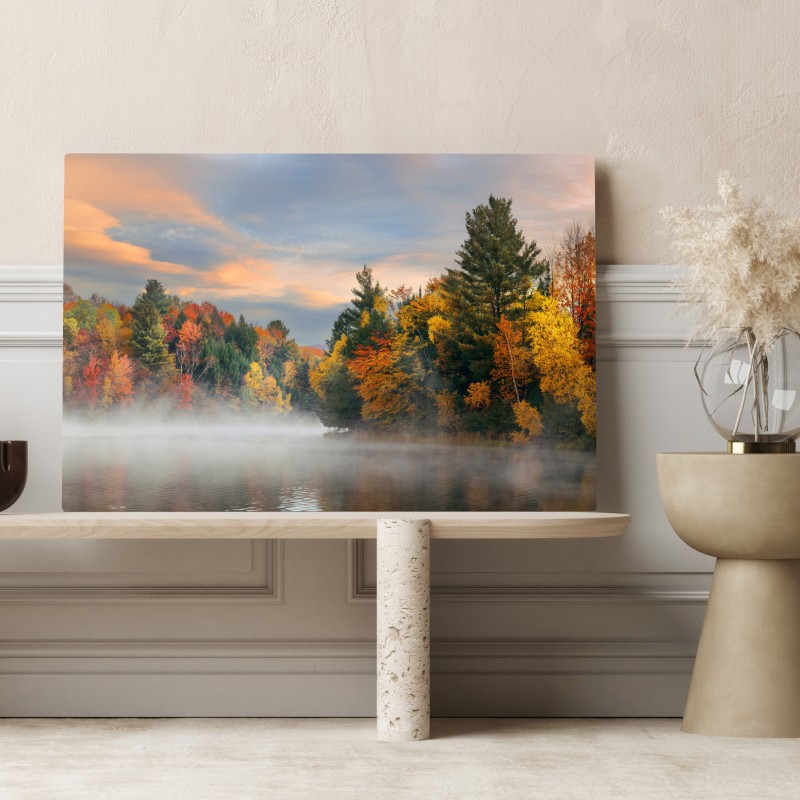 Leinwandbild nebliger herbstmorgen in Stowe – Wallnifity® Leinwandbild nebliger herbstmorgen in Stowe – Wallnifity®