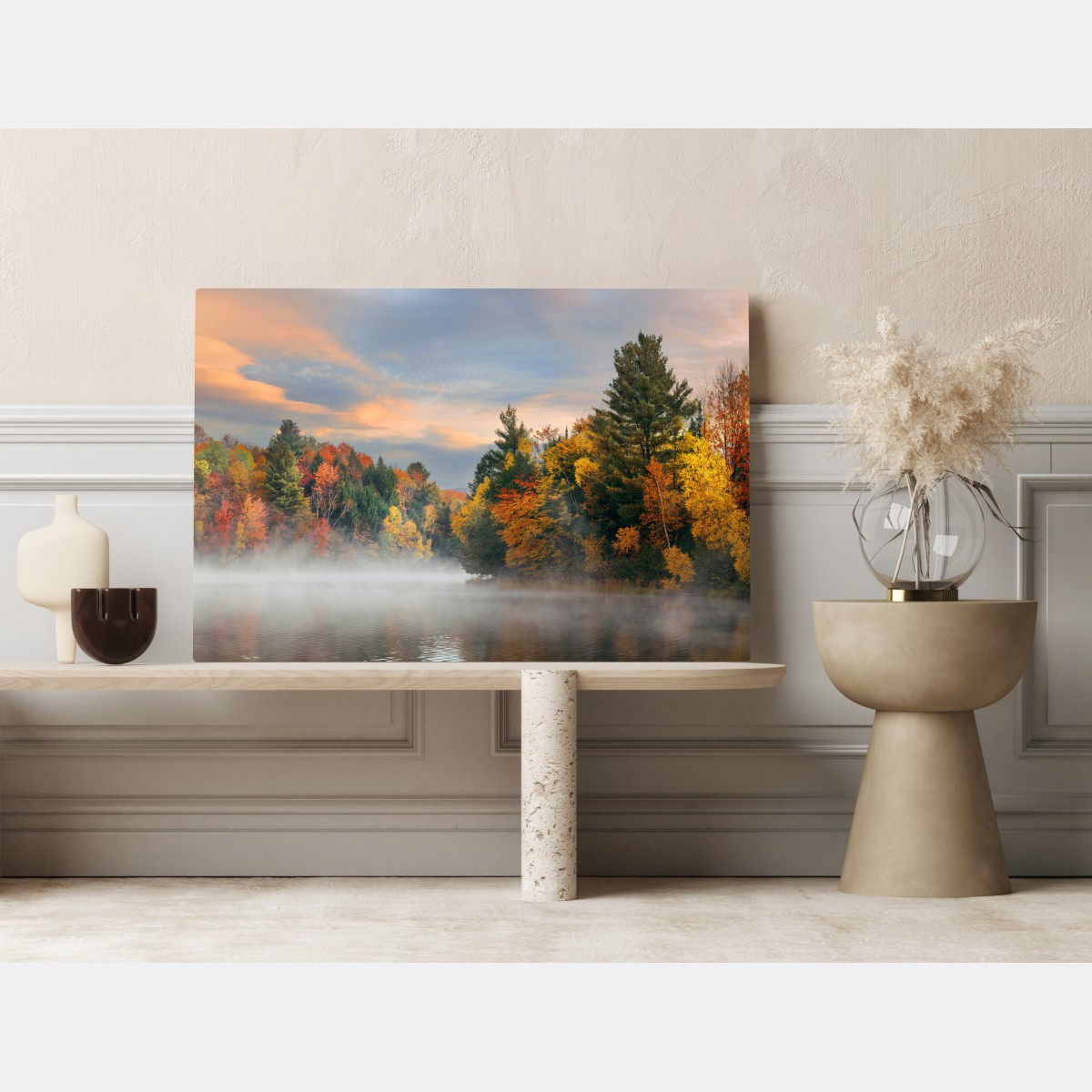 Leinwandbild nebliger herbstmorgen in Stowe – Wallnifity® Leinwandbild nebliger herbstmorgen in Stowe – Wallnifity®