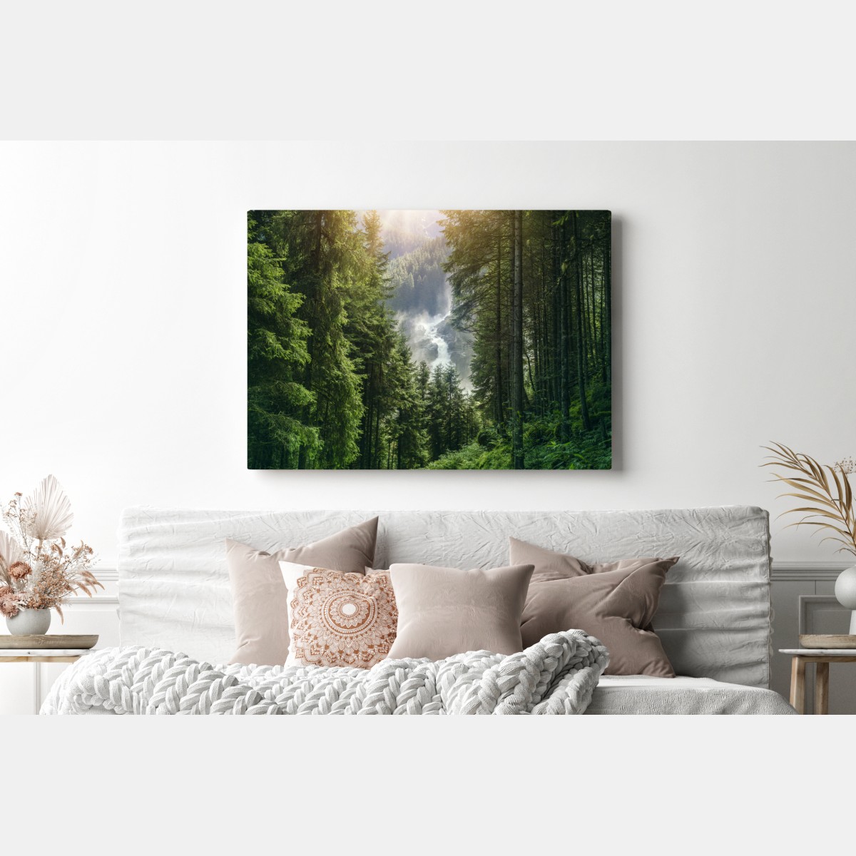 Leinwandbild Krimml wasserfall im üppigen alpinen wald – Wallnifity® Leinwandbild Krimml wasserfall im üppigen alpinen wald – Wallnifity®