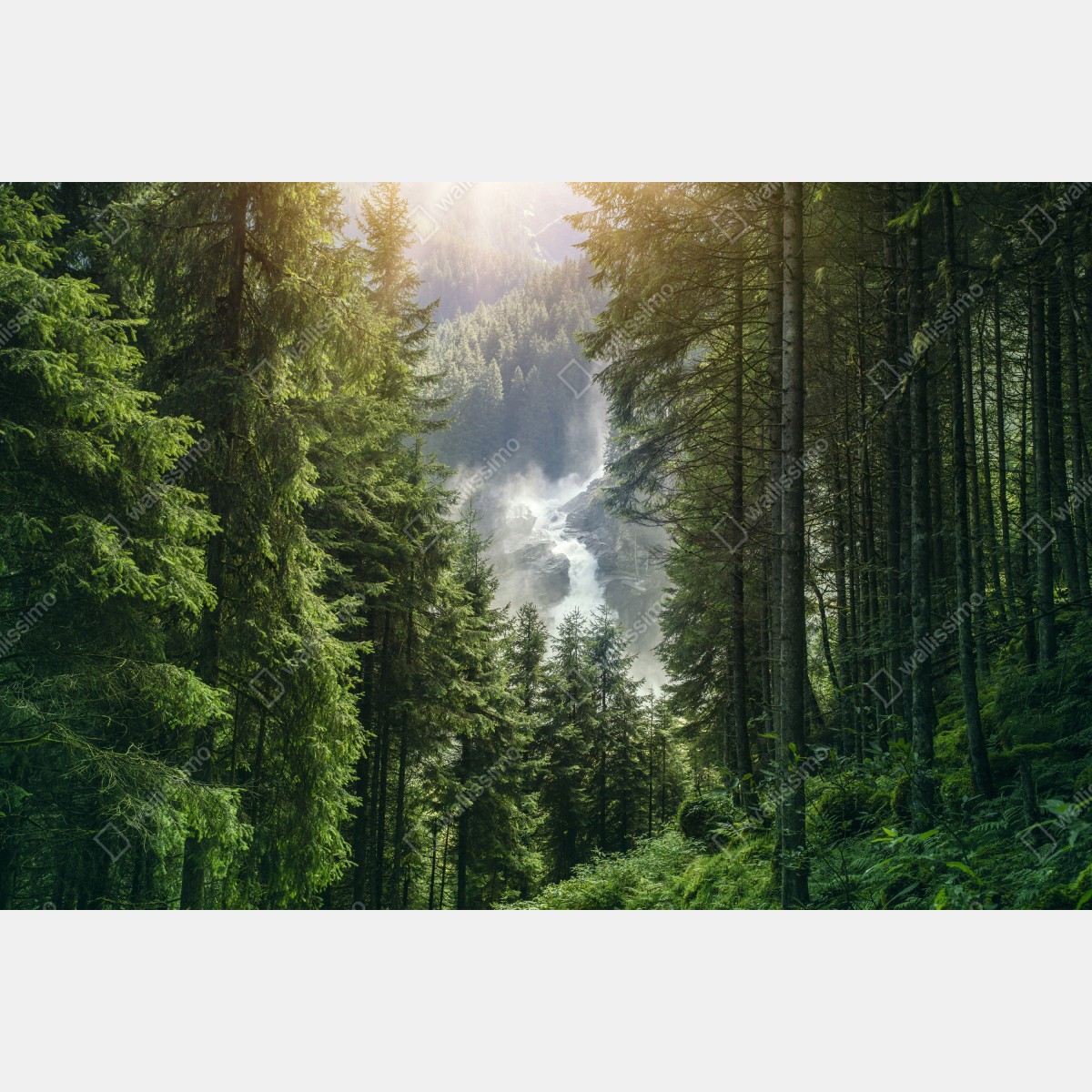 Leinwandbild Krimml wasserfall im üppigen alpinen wald – Wallnifity® Leinwandbild Krimml wasserfall im üppigen alpinen wald – Wallnifity®