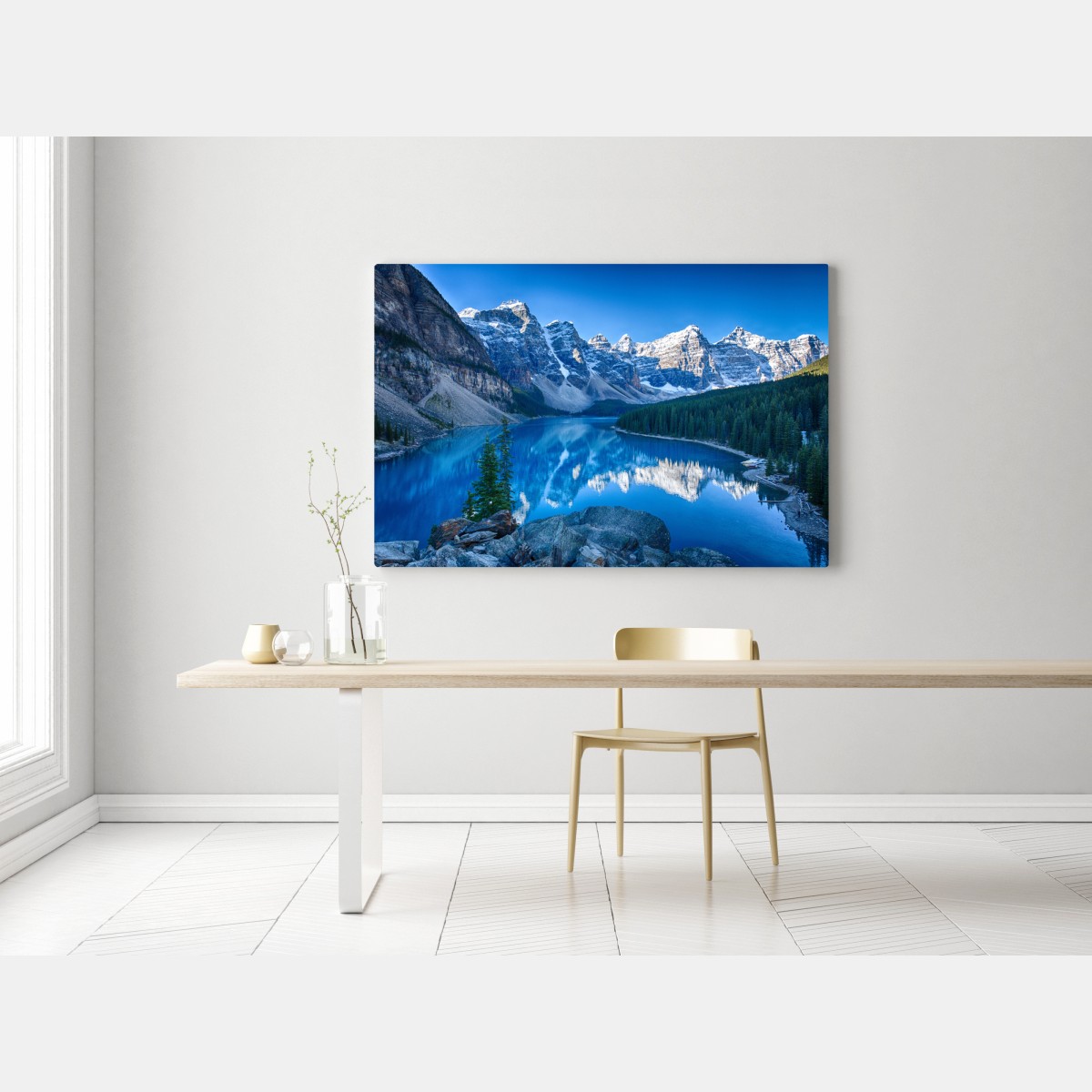 Leinwandbild ruhiger bergsee mit spiegelung – Wallnifity® Leinwandbild ruhiger bergsee mit spiegelung – Wallnifity®