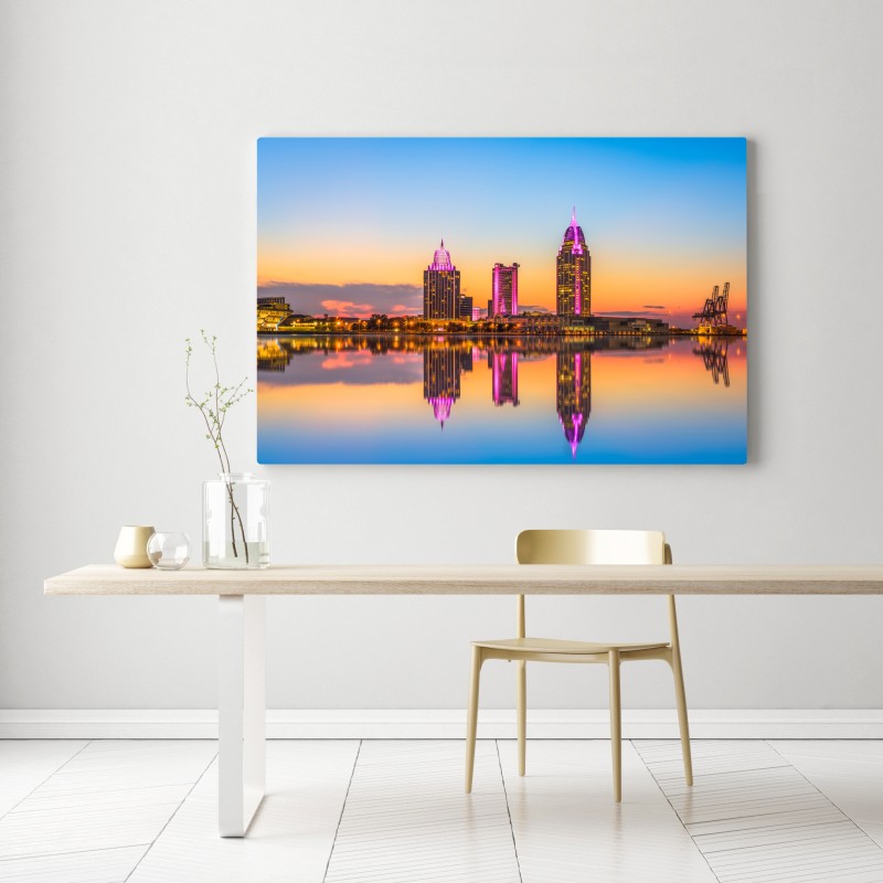 Leinwandbild panorama von Mobile bei sonnenuntergang – Wallnifity® Leinwandbild panorama von Mobile bei sonnenuntergang – Wallnifity®