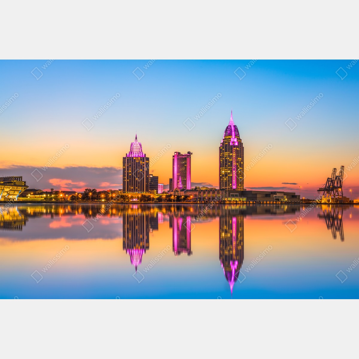 Leinwandbild panorama von Mobile bei sonnenuntergang – Wallnifity® Leinwandbild panorama von Mobile bei sonnenuntergang – Wallnifity®