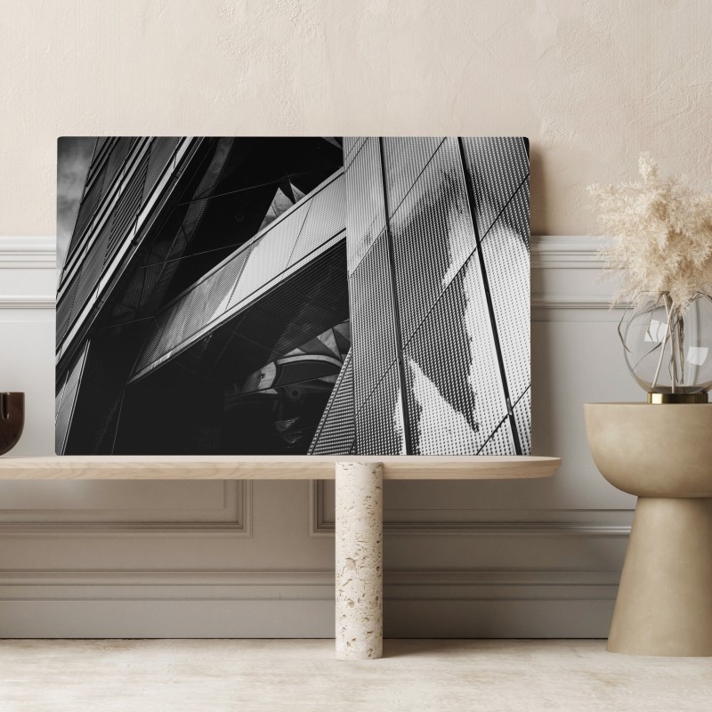 Leinwandbild geometrische moderne fassade in schwarzweiß – Wallnifity® Leinwandbild geometrische moderne fassade in schwarzweiß – Wallnifity®