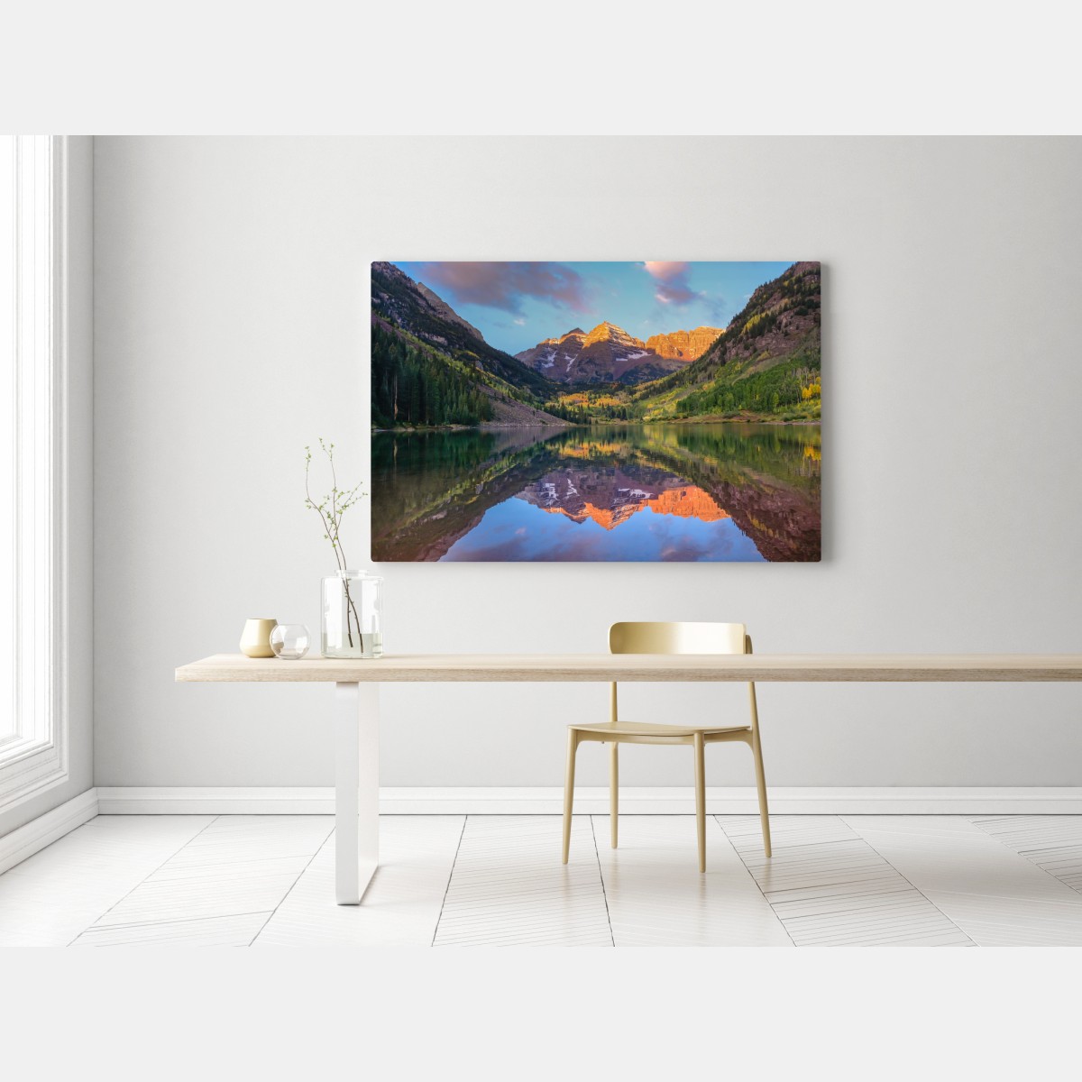 Leinwandbild sonnenaufgang bei Maroon Bells – Wallnifity® Leinwandbild sonnenaufgang bei Maroon Bells – Wallnifity®