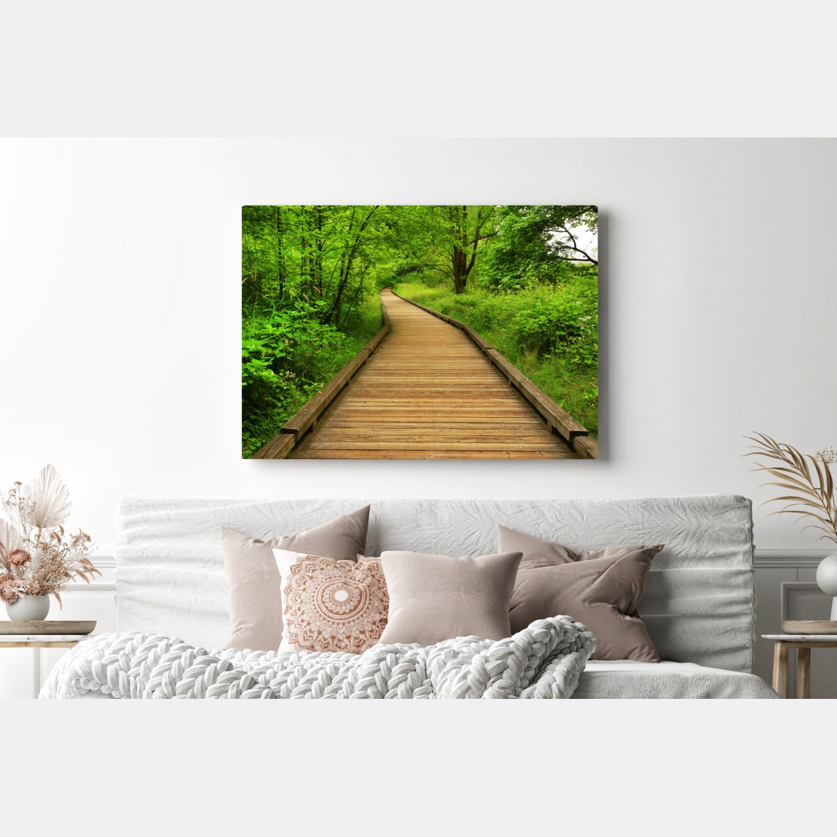 Leinwandbild ruhiger holzsteg im wald – Wallnifity® Leinwandbild ruhiger holzsteg im wald – Wallnifity®