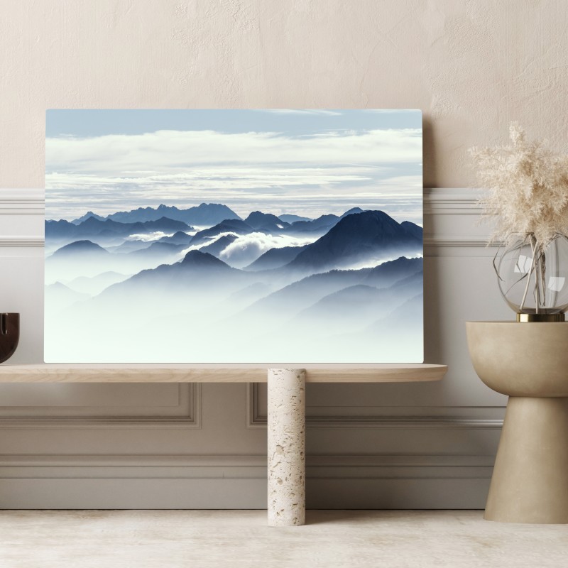 Leinwandbild neblige bergschichten im morgenlicht – Wallnifity® Leinwandbild neblige bergschichten im morgenlicht – Wallnifity®