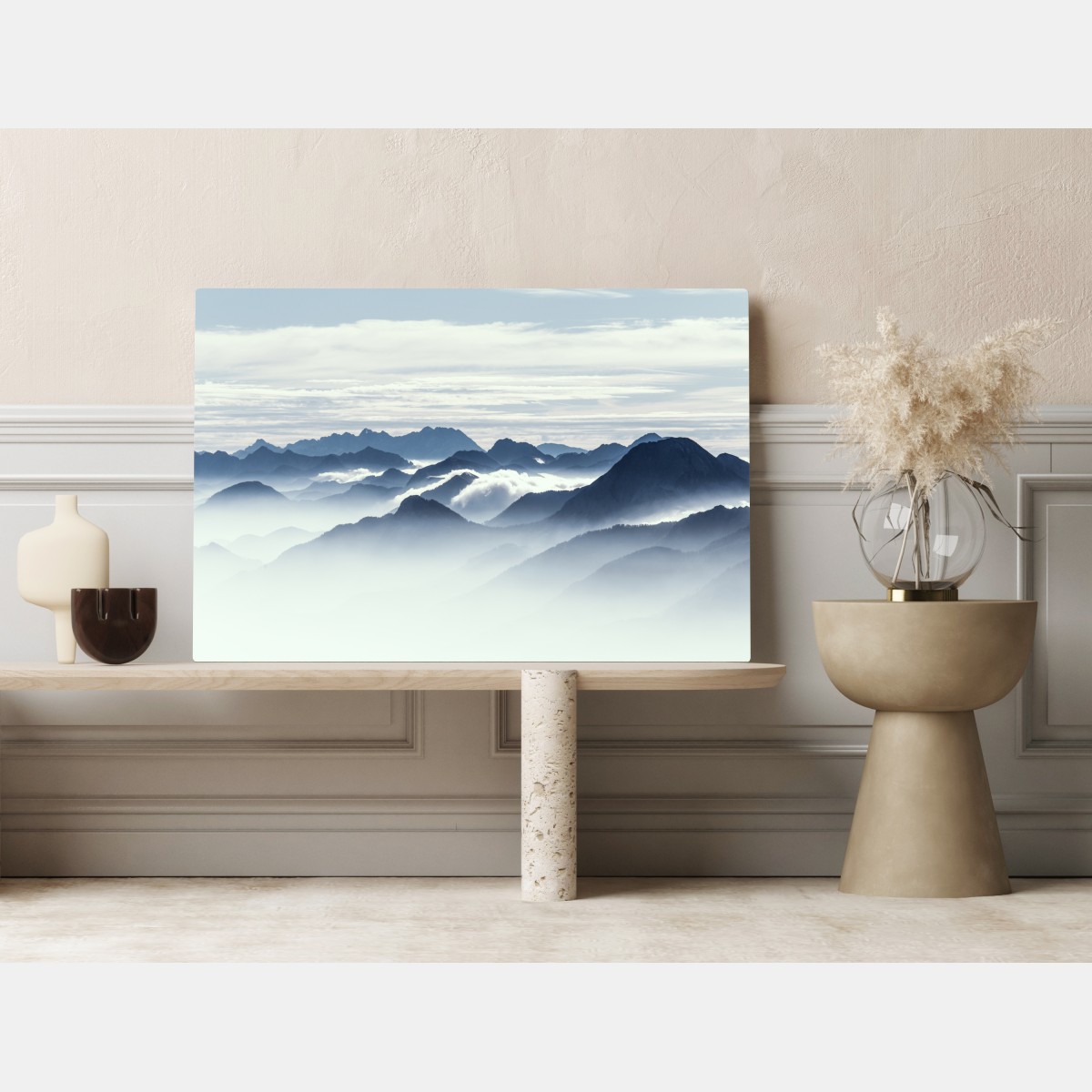 Leinwandbild neblige bergschichten im morgenlicht – Wallnifity® Leinwandbild neblige bergschichten im morgenlicht – Wallnifity®