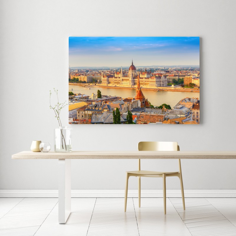Leinwandbild Budapest skyline mit dem ungarischen Parlament am Donauufer – Wallnifity® Leinwandbild Budapest skyline mit dem ungarischen Parlament am Donauufer – Wallnifity®
