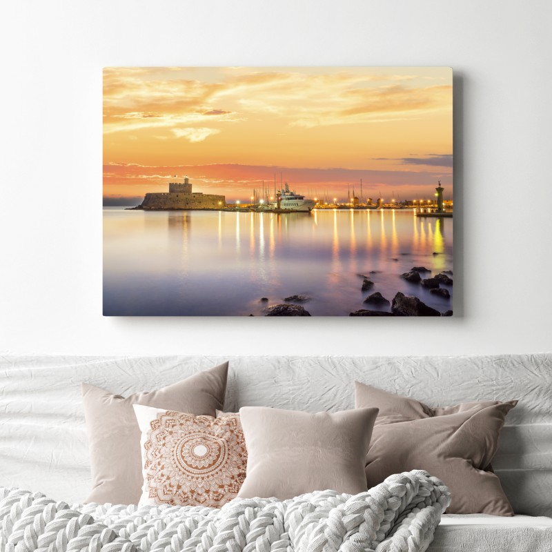 Leinwandbild festung Agios Nikolaos im Hafen Mandraki, Rhodos – Wallnifity® Leinwandbild festung Agios Nikolaos im Hafen Mandraki, Rhodos – Wallnifity®