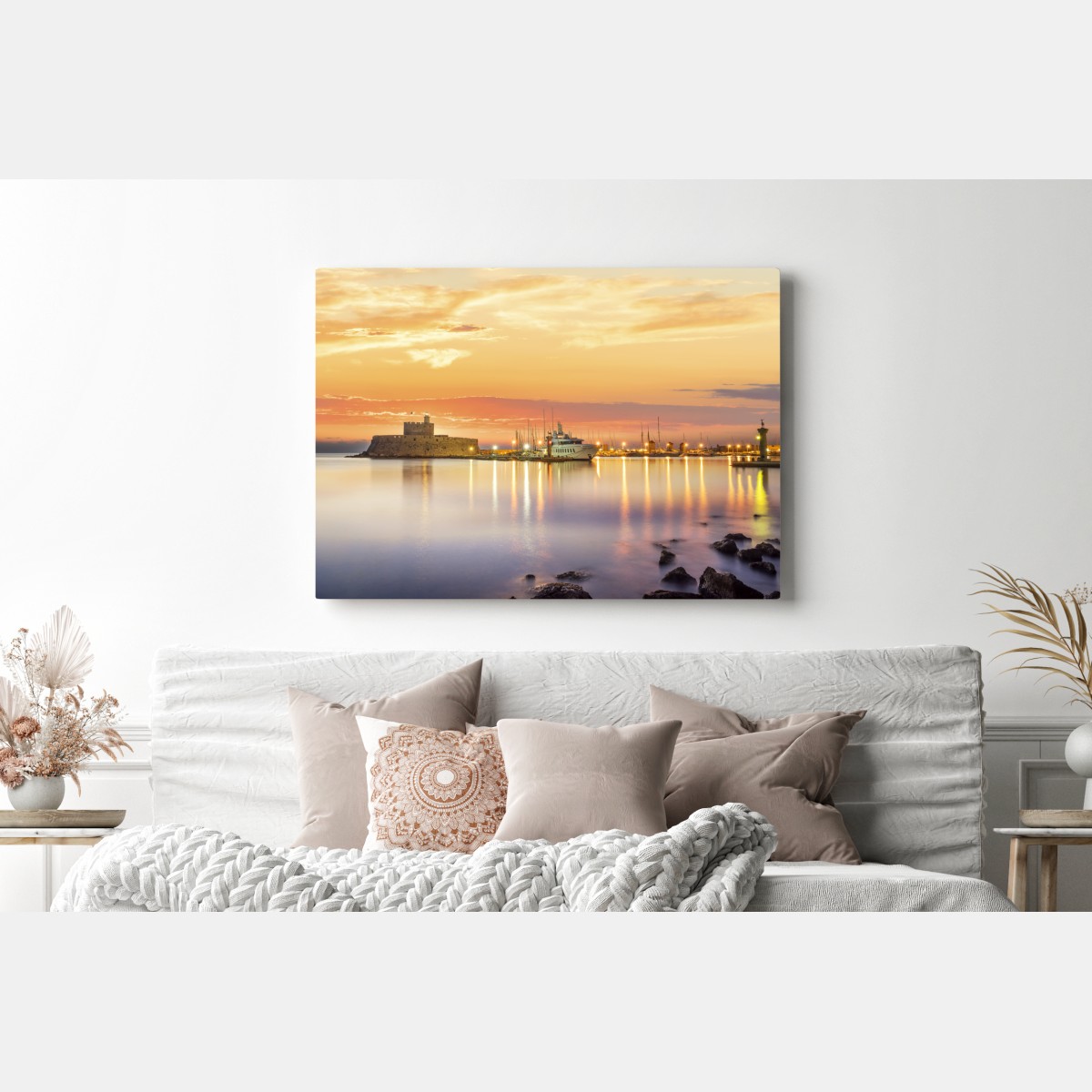 Leinwandbild festung Agios Nikolaos im Hafen Mandraki, Rhodos – Wallnifity® Leinwandbild festung Agios Nikolaos im Hafen Mandraki, Rhodos – Wallnifity®