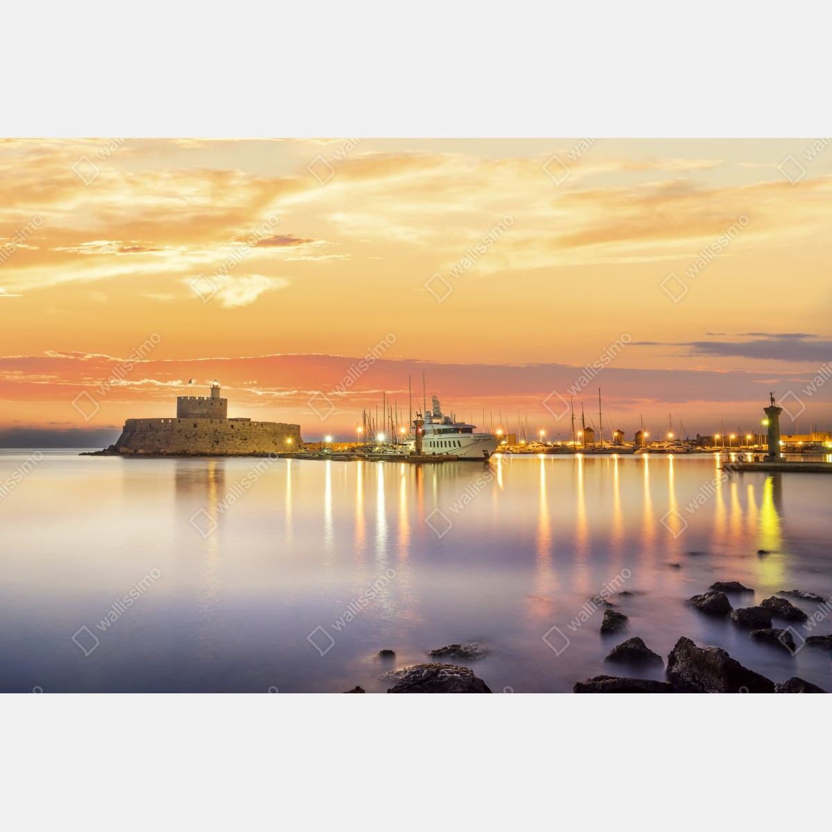 Leinwandbild festung Agios Nikolaos im Hafen Mandraki, Rhodos – Wallnifity® Leinwandbild festung Agios Nikolaos im Hafen Mandraki, Rhodos – Wallnifity®