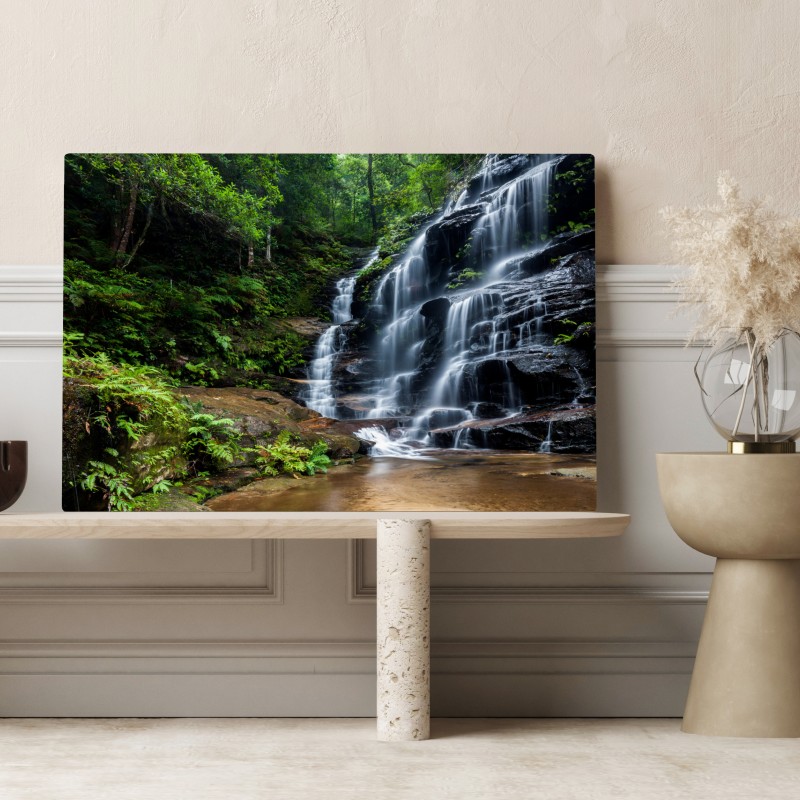 Leinwandbild ruhiger wasserfall im wald – Wallnifity® Leinwandbild ruhiger wasserfall im wald – Wallnifity®