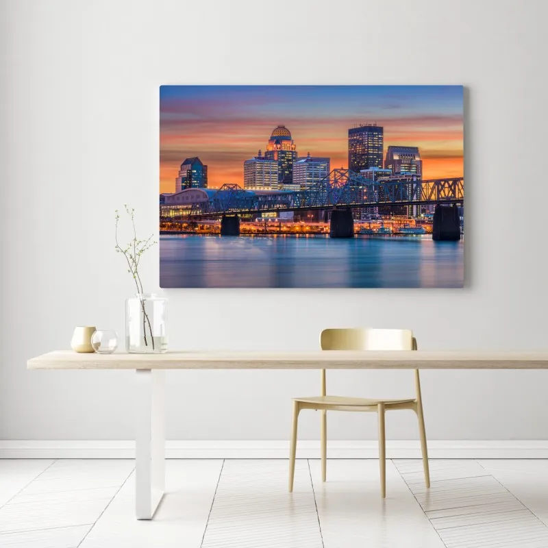 Leinwandbild Louisville skyline bei sonnenuntergang – Wallnifity® Leinwandbild Louisville skyline bei sonnenuntergang – Wallnifity®
