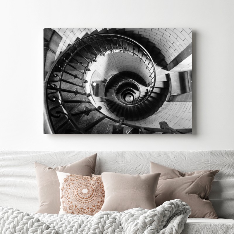 Leinwandbild spiraltreppe in monochromer perspektive – Wallnifity® Leinwandbild spiraltreppe in monochromer perspektive – Wallnifity®