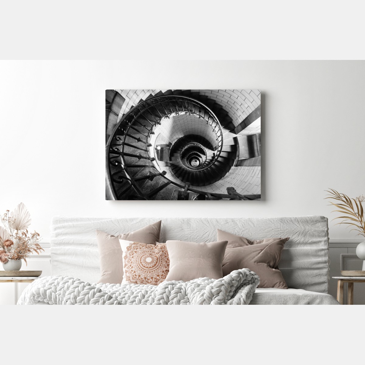Leinwandbild spiraltreppe in monochromer perspektive – Wallnifity® Leinwandbild spiraltreppe in monochromer perspektive – Wallnifity®