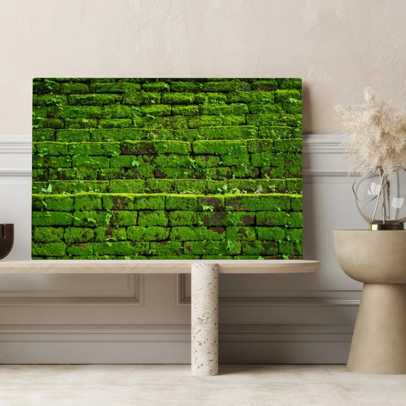 Leinwandbild üppige moosbedeckte ziegelwand – Wallnifity® Leinwandbild üppige moosbedeckte ziegelwand – Wallnifity®