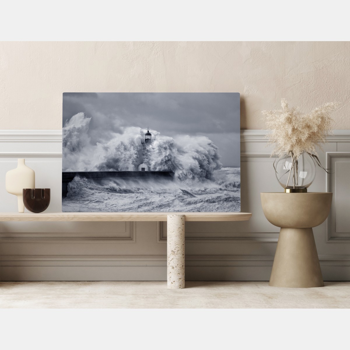 Leinwandbild leuchtturm von mächtigen wellen umgeben – Wallnifity® Leinwandbild leuchtturm von mächtigen wellen umgeben – Wallnifity®