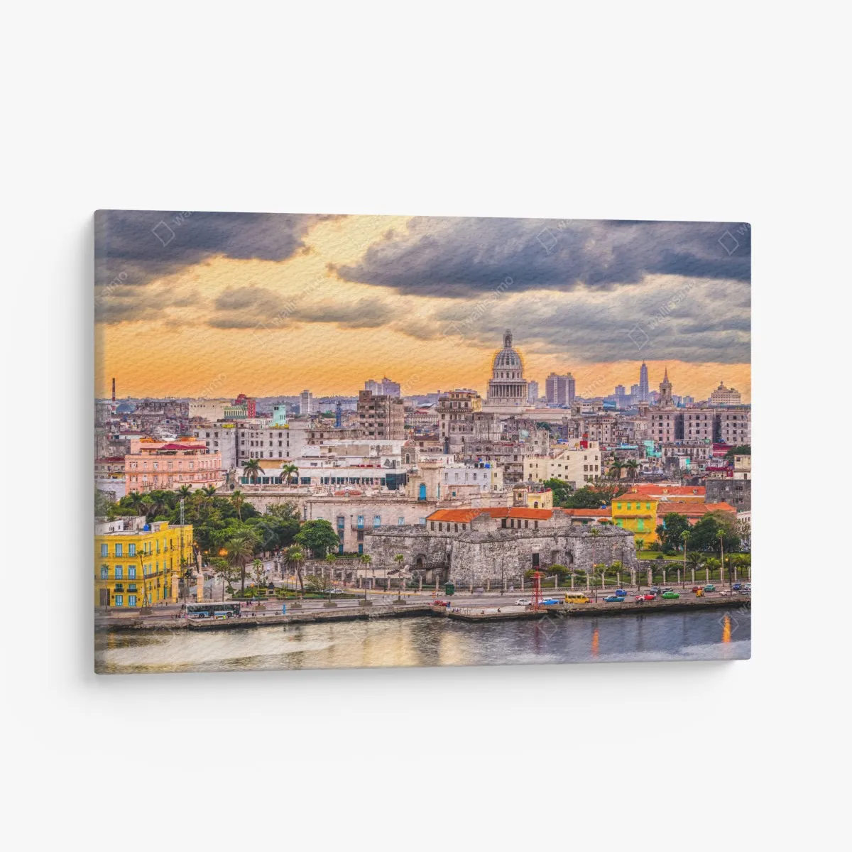 Leinwandbild Havanna skyline bei sonnenuntergang – Wallnifity® Leinwandbild Havanna skyline bei sonnenuntergang – Wallnifity®