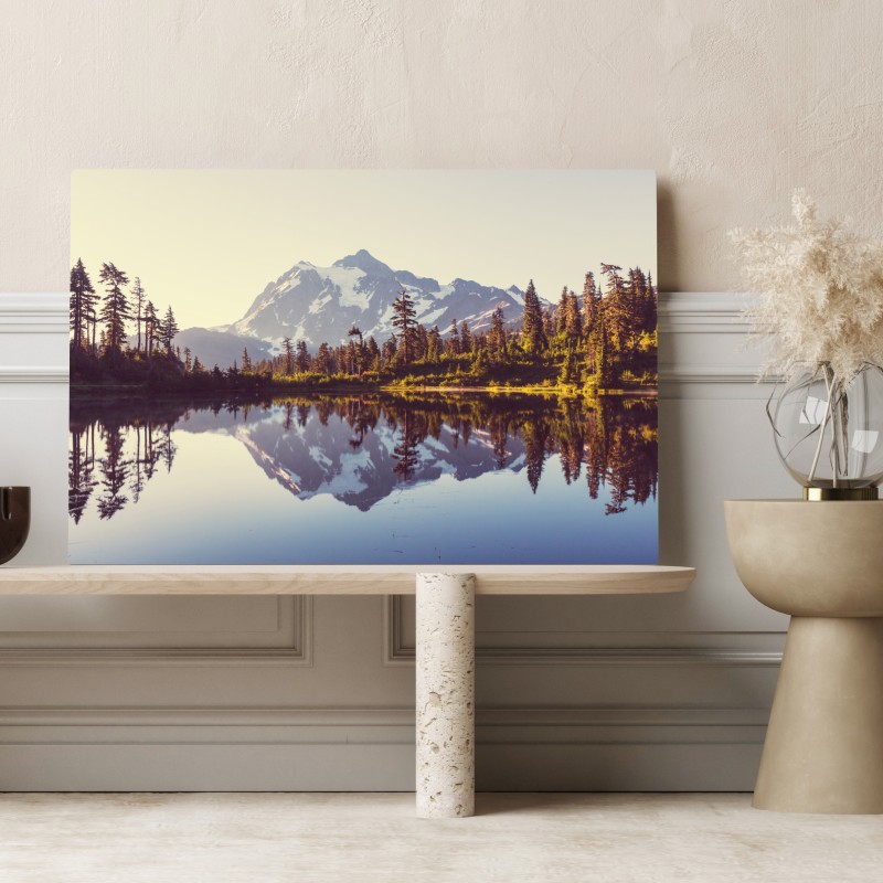 Leinwandbild spiegelung von Mount Shuksan im bergsee – Wallnifity® Leinwandbild spiegelung von Mount Shuksan im bergsee – Wallnifity®