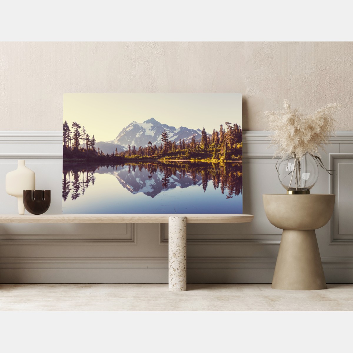 Leinwandbild spiegelung von Mount Shuksan im bergsee – Wallnifity® Leinwandbild spiegelung von Mount Shuksan im bergsee – Wallnifity®