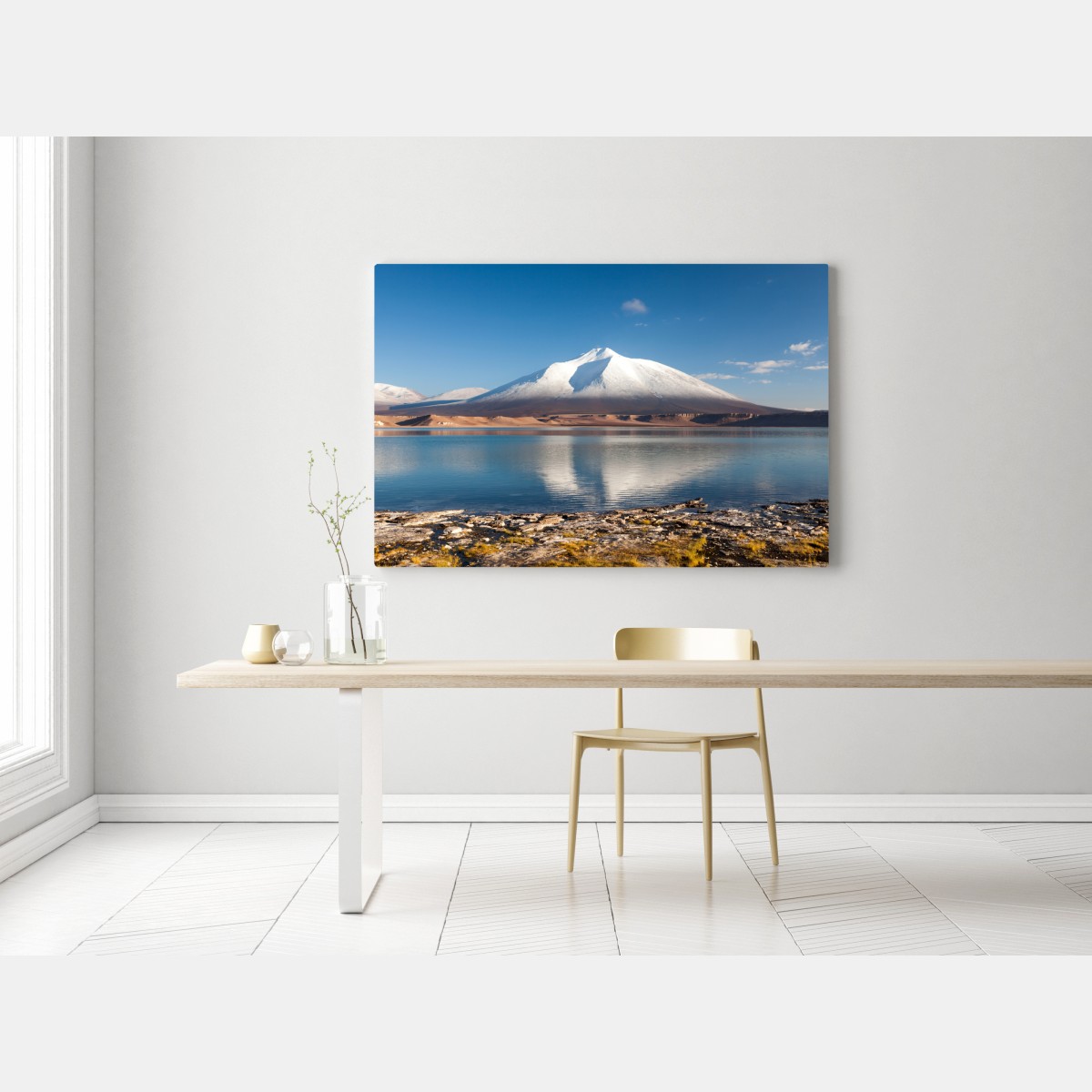 Leinwandbild Laguna Verde spiegelung in Atacama – Wallnifity® Leinwandbild Laguna Verde spiegelung in Atacama – Wallnifity®