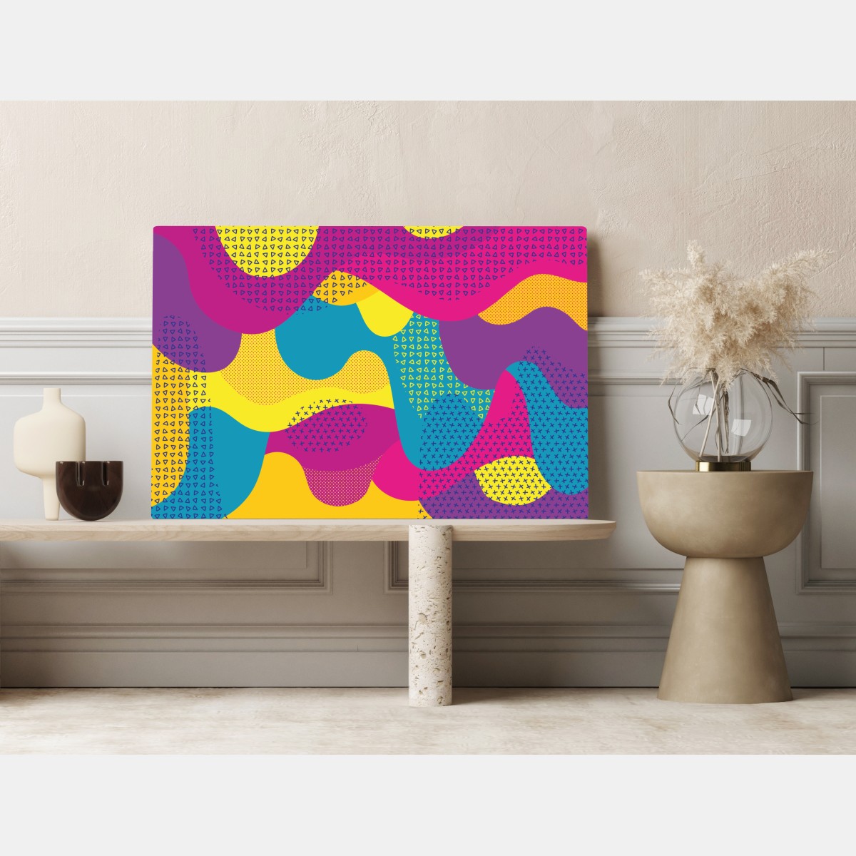 Leinwandbild leuchtendes abstraktes wellenmuster – Wallnifity®