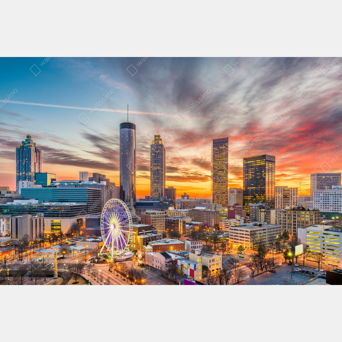 Leinwandbild Atlanta skyline bei sonnenuntergang – Wallnifity® Leinwandbild Atlanta skyline bei sonnenuntergang – Wallnifity®