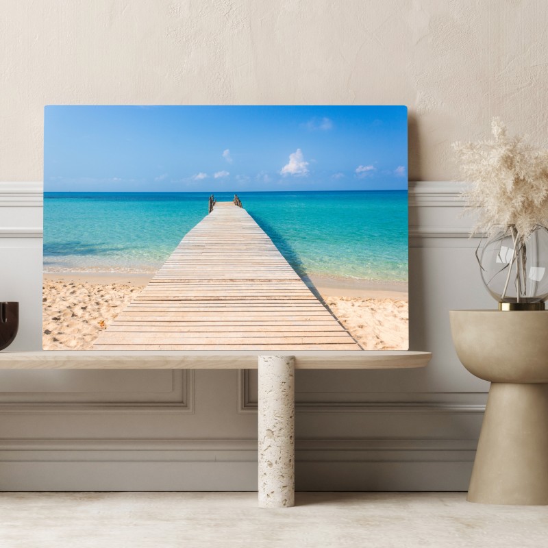 Leinwandbild hölzerner steg zum türkisfarbenen meer – Wallnifity®