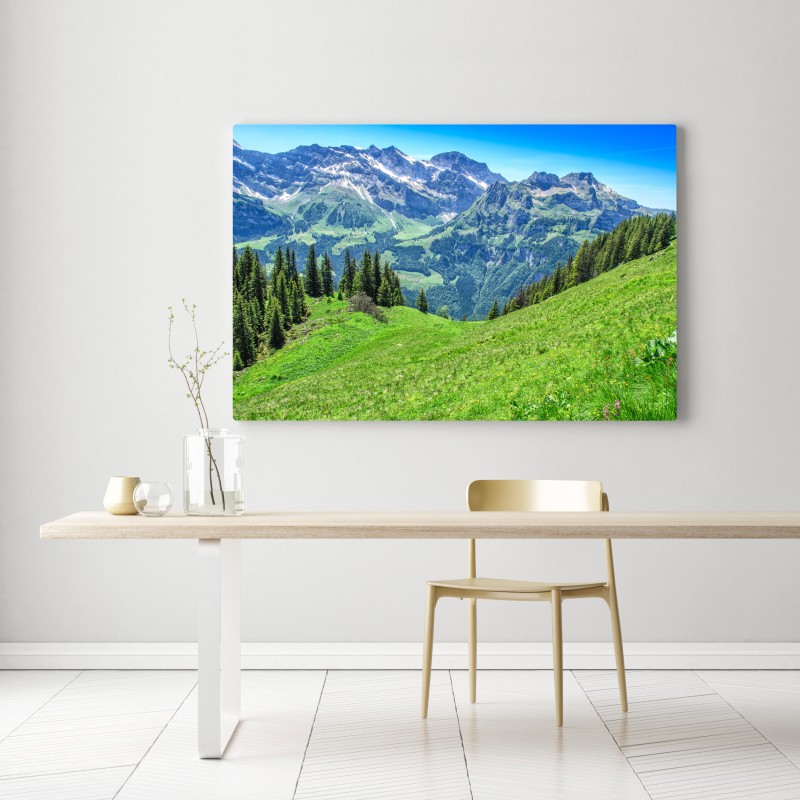 Leinwandbild alpine panorama über Engelberg, Schweiz – Wallnifity® Leinwandbild alpine panorama über Engelberg, Schweiz – Wallnifity®