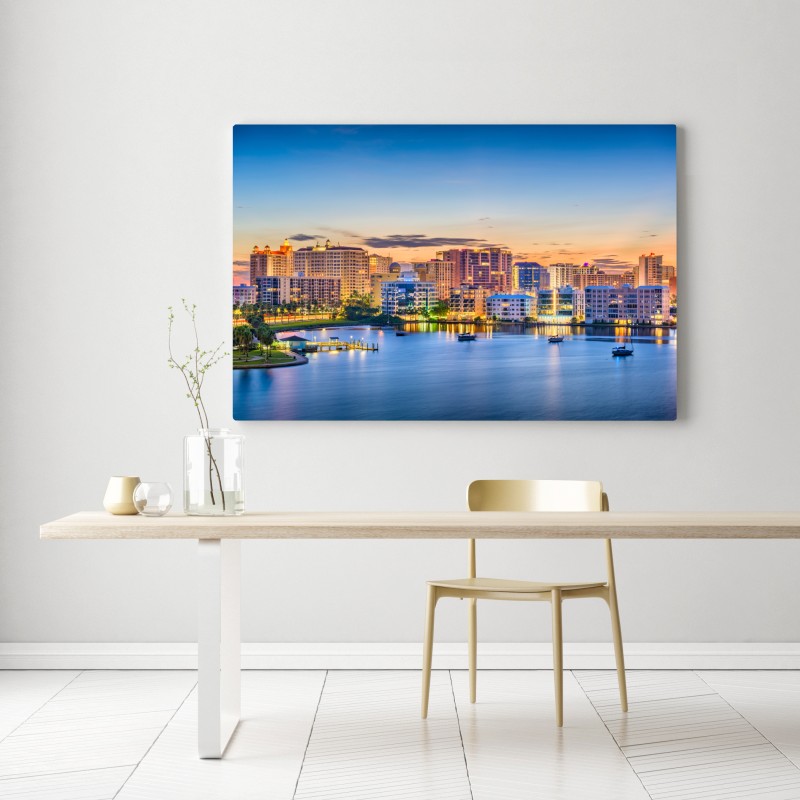 Leinwandbild Sarasota bei dämmerung über der bucht – Wallnifity® Leinwandbild Sarasota bei dämmerung über der bucht – Wallnifity®
