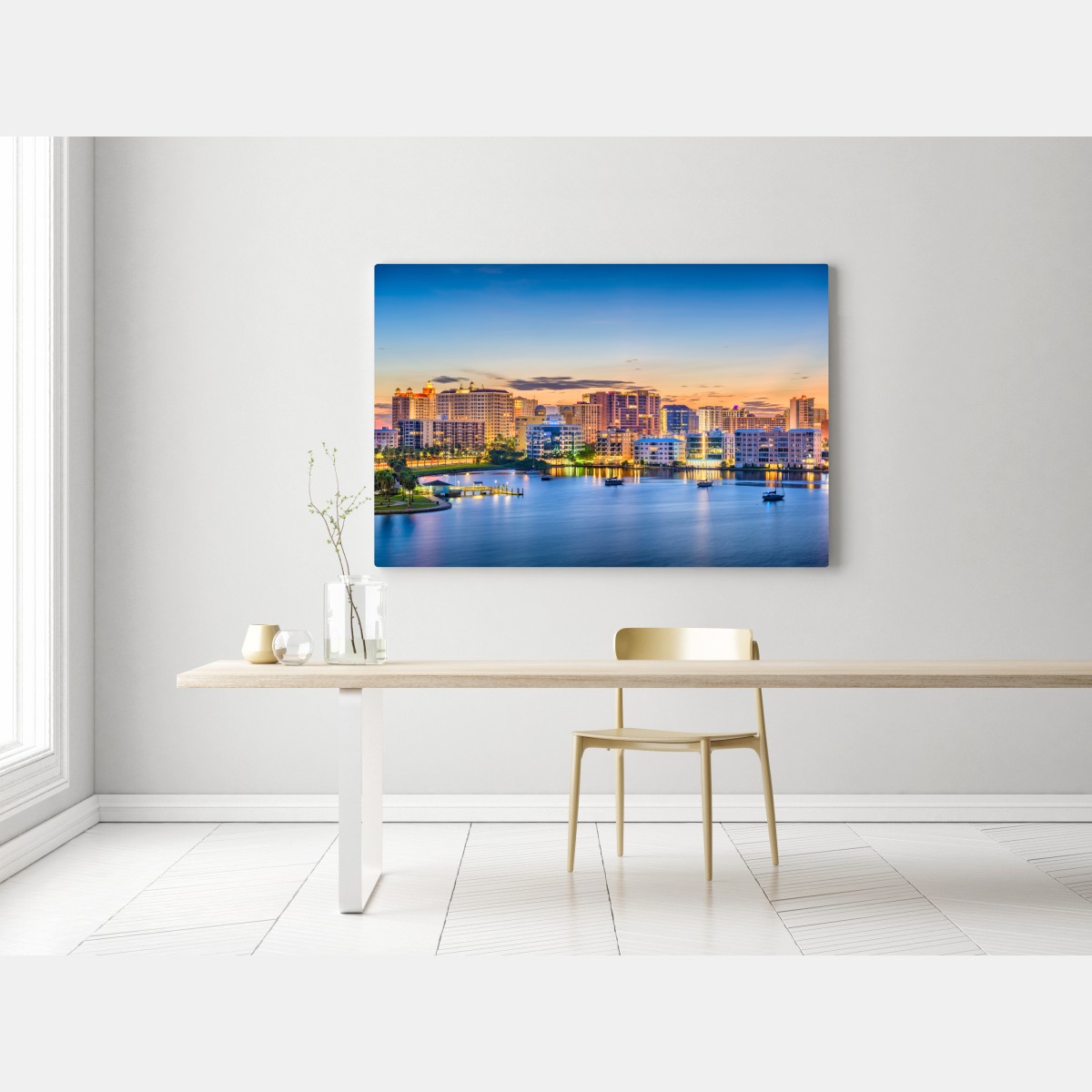 Leinwandbild Sarasota bei dämmerung über der bucht – Wallnifity® Leinwandbild Sarasota bei dämmerung über der bucht – Wallnifity®