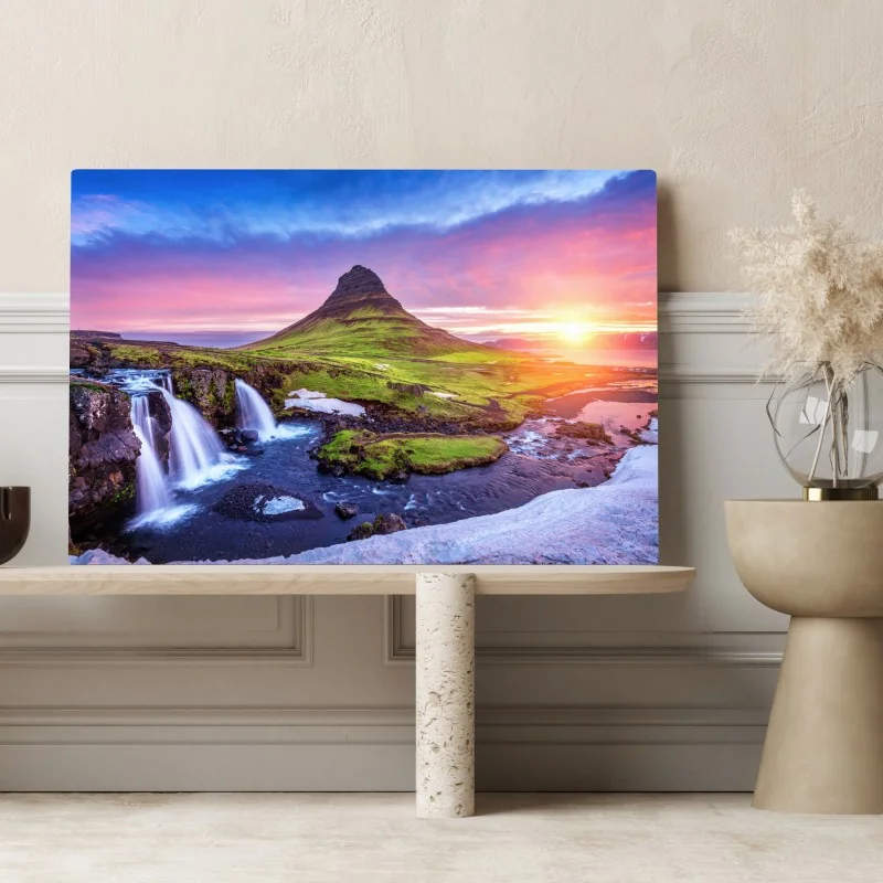 Leinwandbild Kirkjufell bei sonnenaufgang – Wallnifity® Leinwandbild Kirkjufell bei sonnenaufgang – Wallnifity®