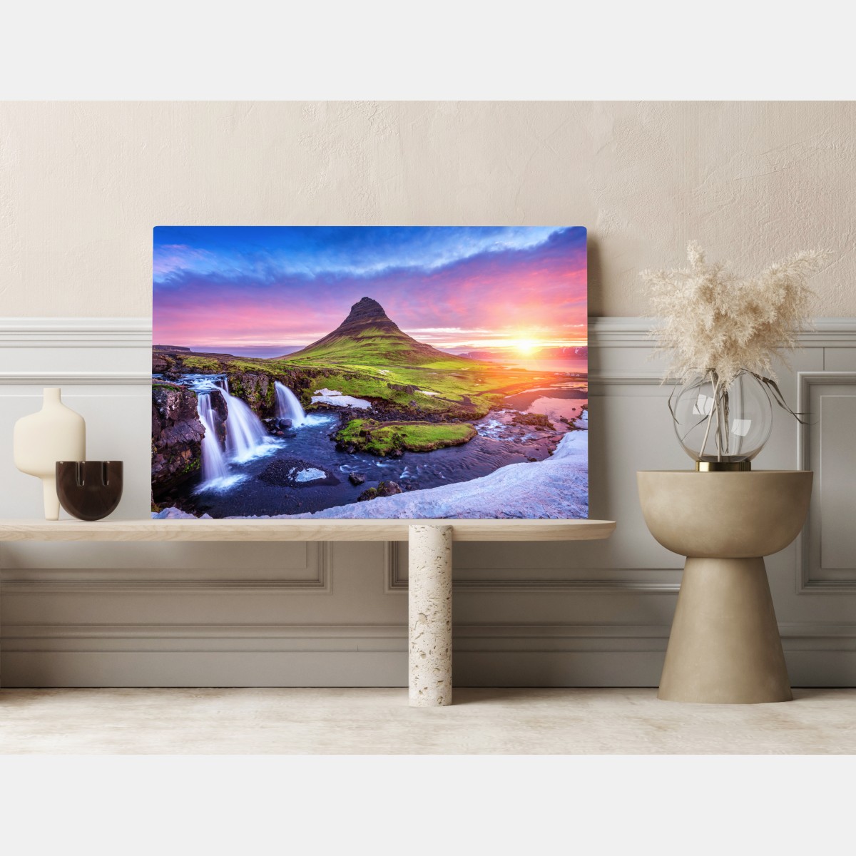 Leinwandbild Kirkjufell bei sonnenaufgang – Wallnifity® Leinwandbild Kirkjufell bei sonnenaufgang – Wallnifity®