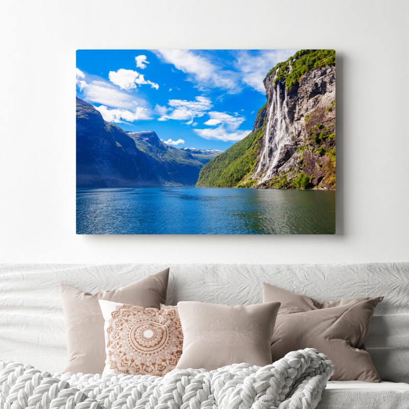 Leinwandbild seven sisters wasserfall am Geirangerfjord – Wallnifity®