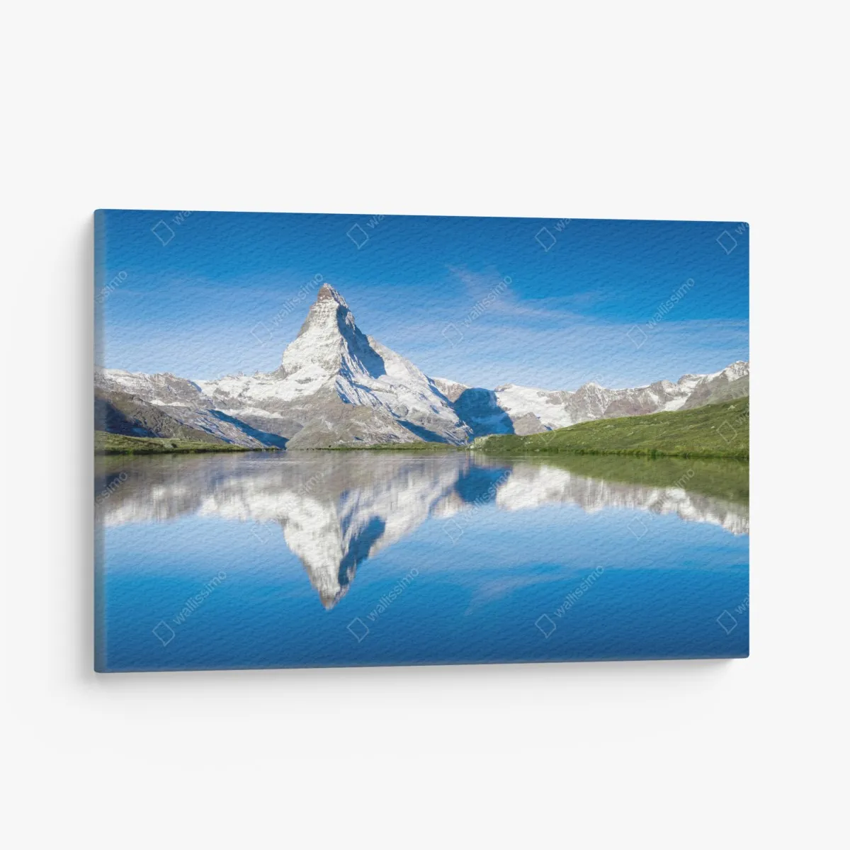 Leinwandbild majestätische bergspiegelung über alpensee – Wallnifity® Leinwandbild majestätische bergspiegelung über alpensee – Wallnifity®