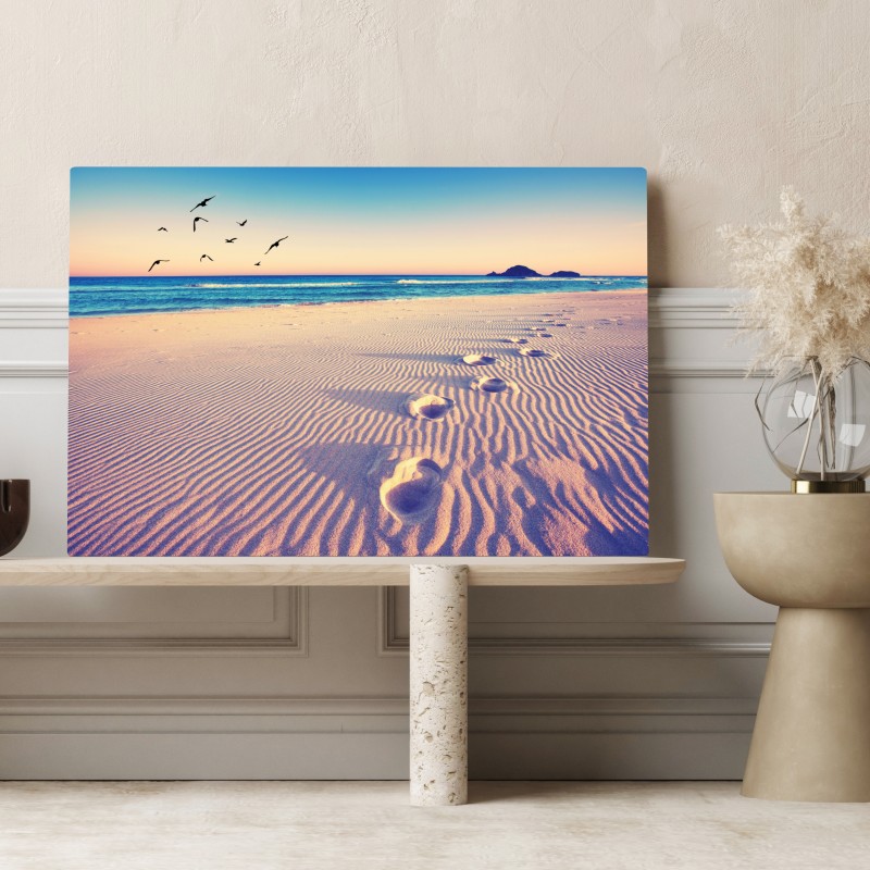 Leinwandbild magische fußspuren am sommerstrand – Wallnifity® Leinwandbild magische fußspuren am sommerstrand – Wallnifity®