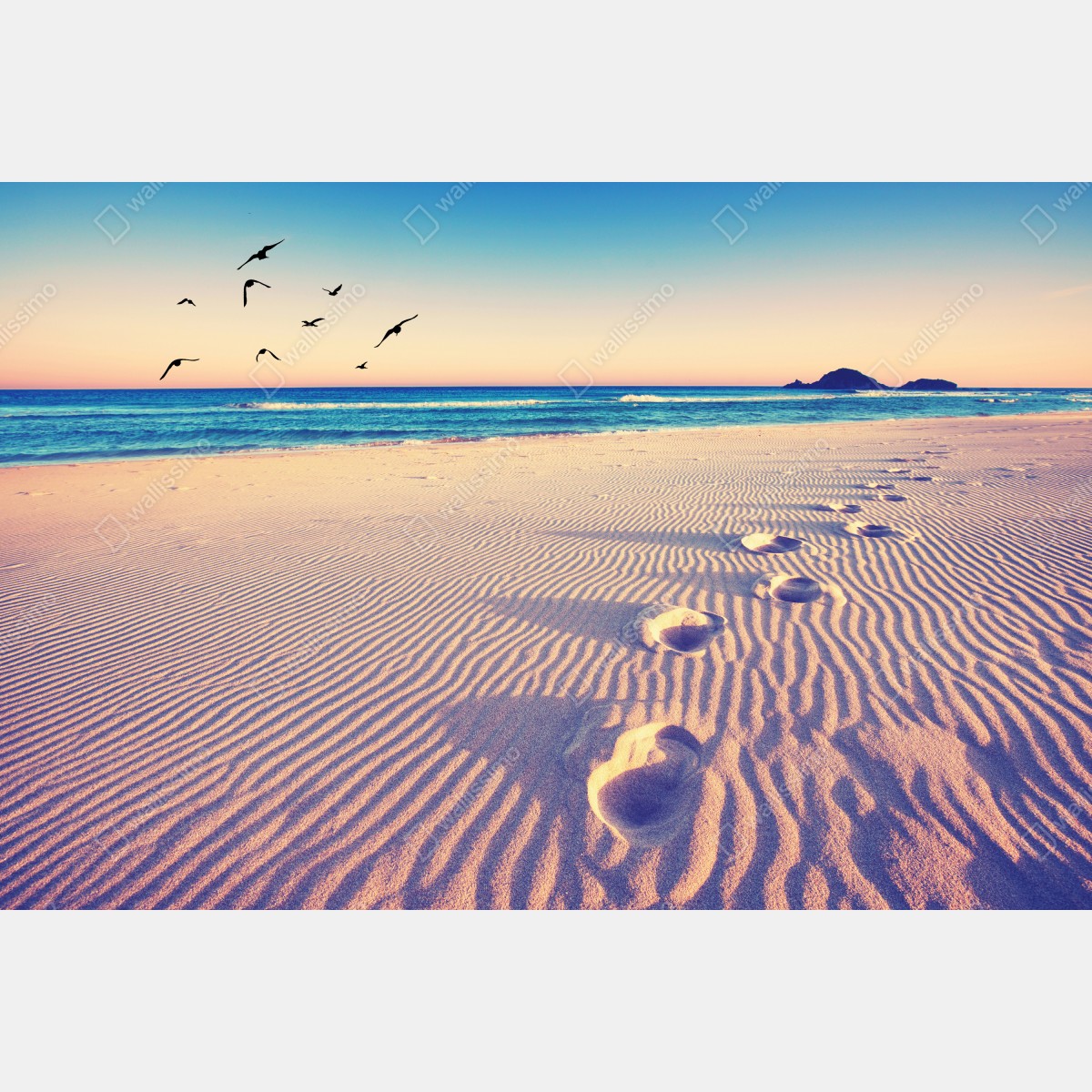 Leinwandbild magische fußspuren am sommerstrand – Wallnifity® Leinwandbild magische fußspuren am sommerstrand – Wallnifity®