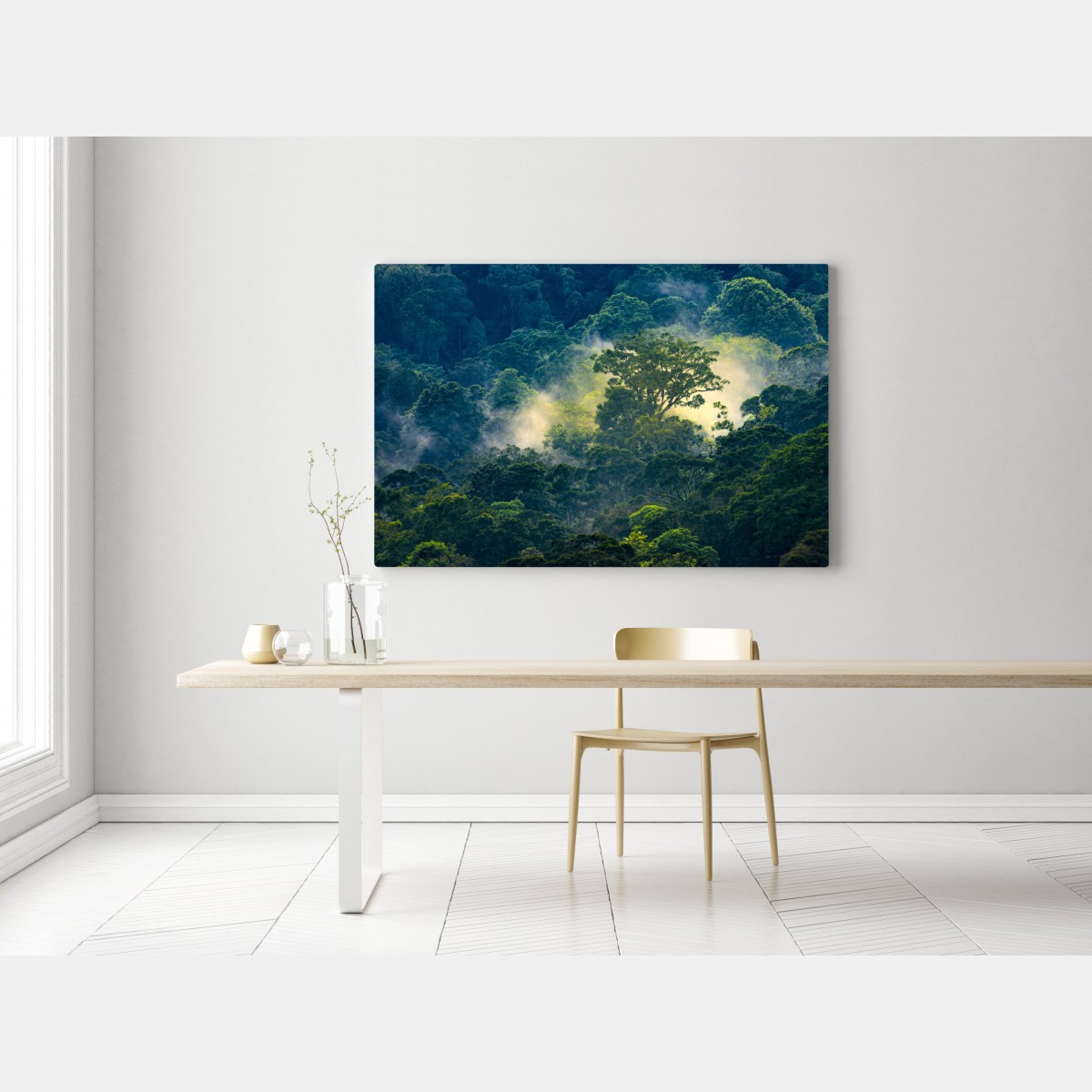 Leinwandbild nebliger regenwald mit baumkronen – Wallnifity® Leinwandbild nebliger regenwald mit baumkronen – Wallnifity®