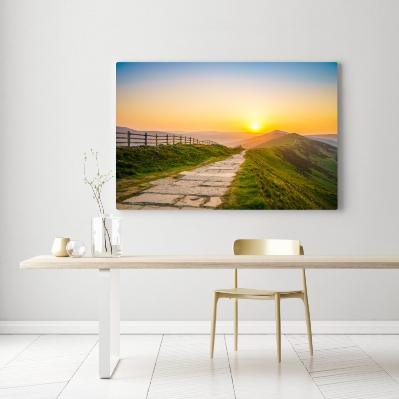 Leinwandbild sonnenbeschienener gebirgskamm bei sonnenaufgang – Wallnifity® Leinwandbild sonnenbeschienener gebirgskamm bei sonnenaufgang – Wallnifity®