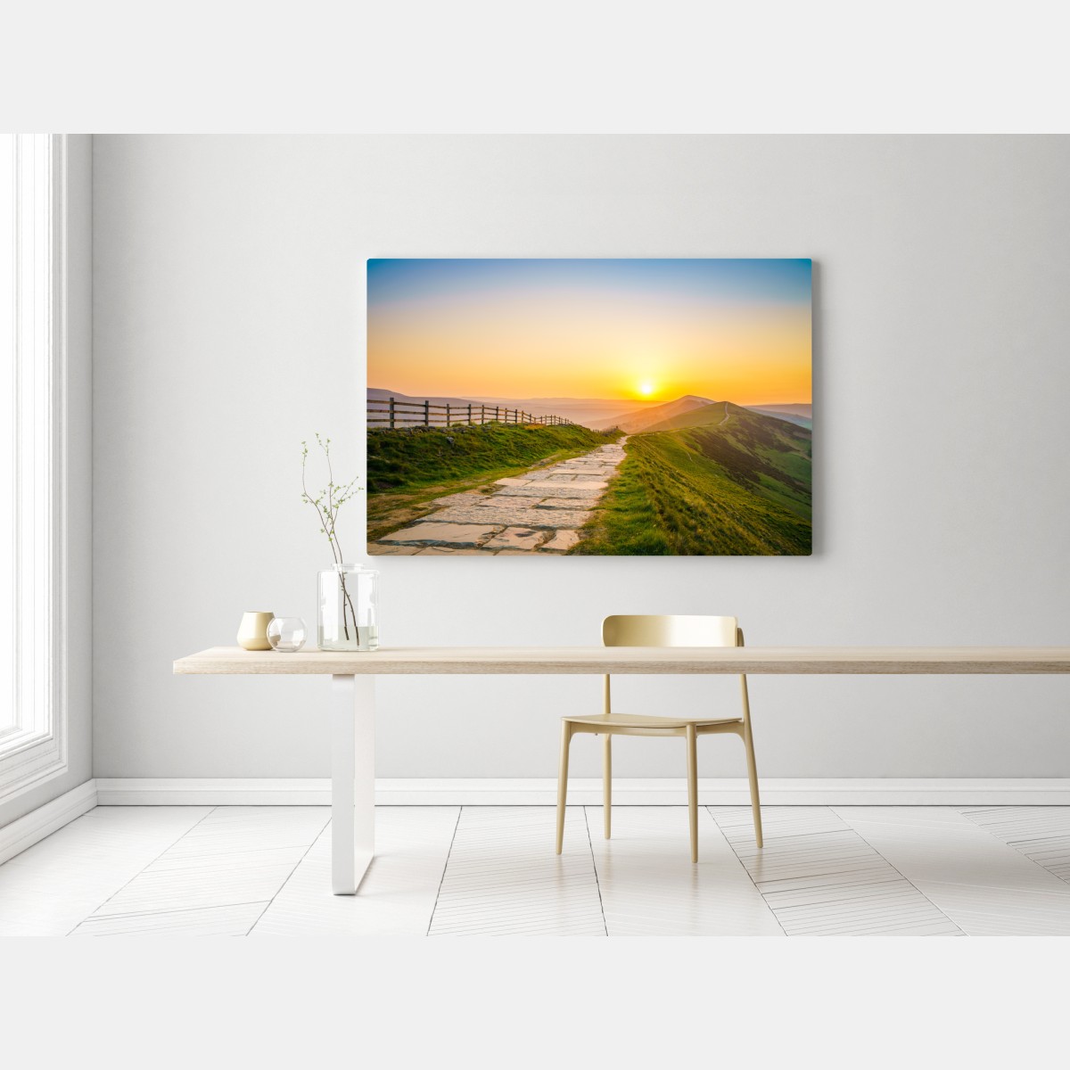 Leinwandbild sonnenbeschienener gebirgskamm bei sonnenaufgang – Wallnifity® Leinwandbild sonnenbeschienener gebirgskamm bei sonnenaufgang – Wallnifity®
