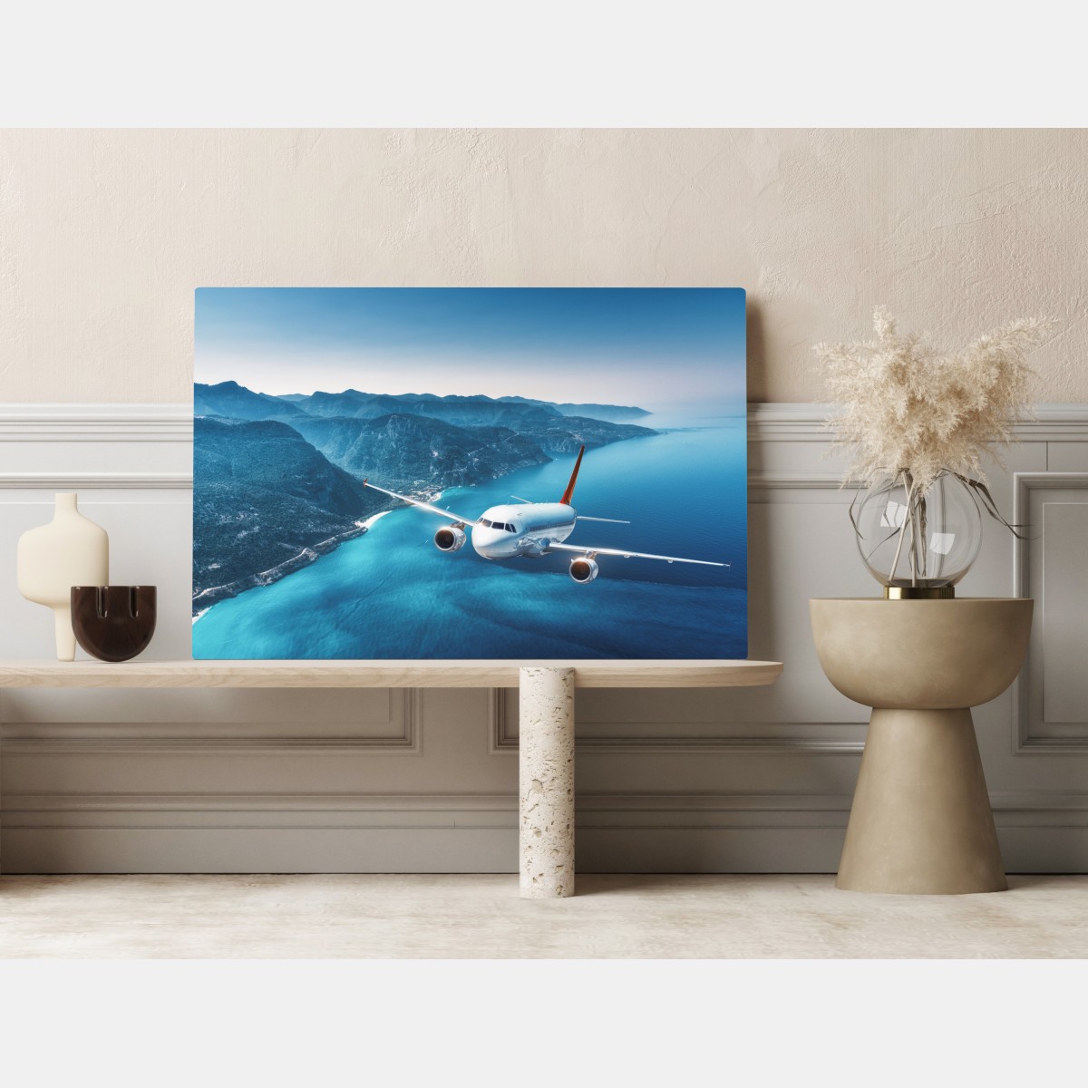 Leinwandbild küstenflug über türkisblauem meer – Wallnifity® Leinwandbild küstenflug über türkisblauem meer – Wallnifity®